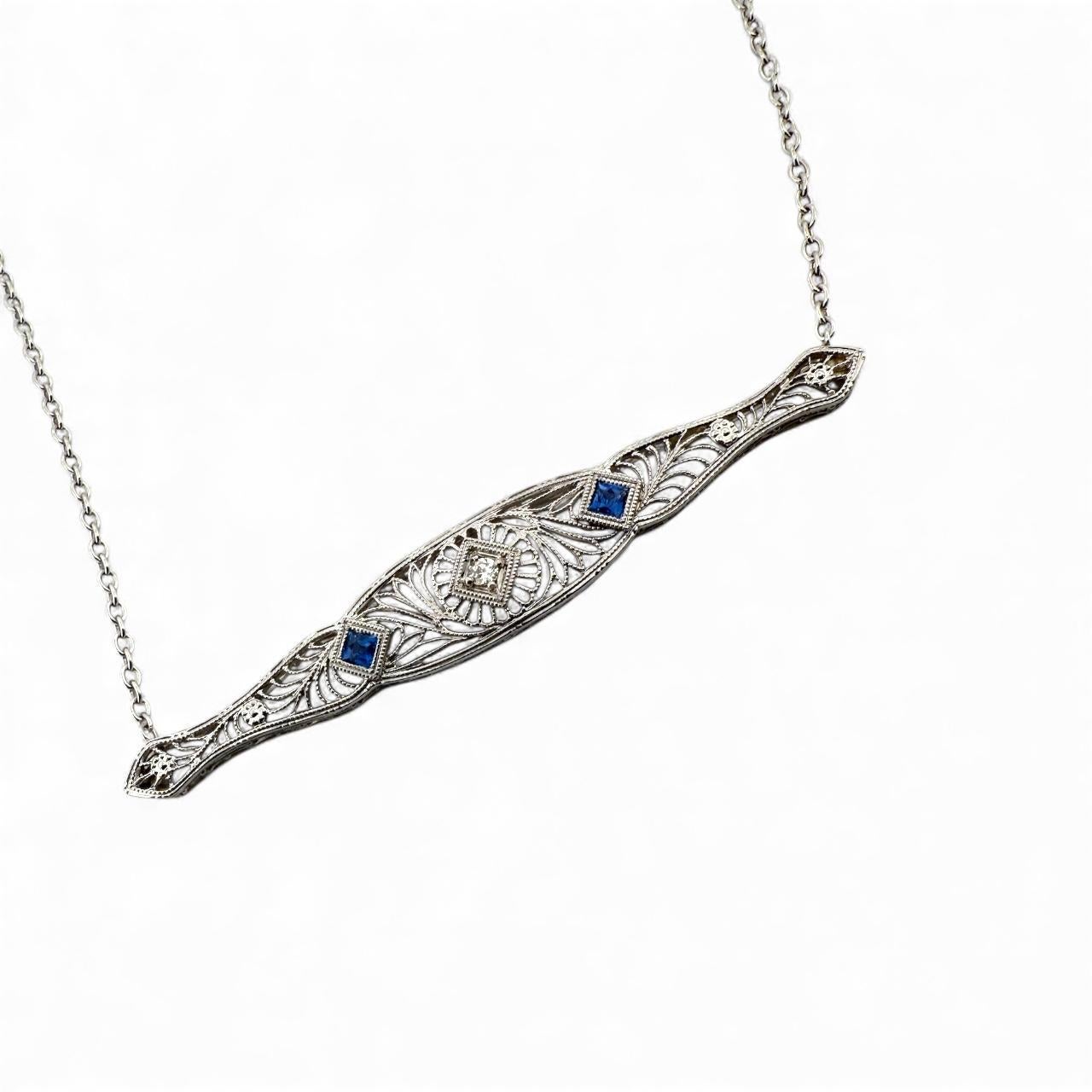 Collana di conversione con spilla in filigrana vintage in vendita 1