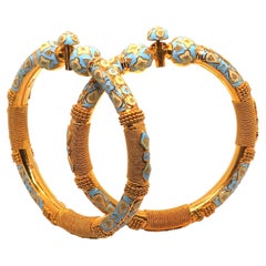 Bracelet jonc 21 carats  Filigrane émaillé or jaune 