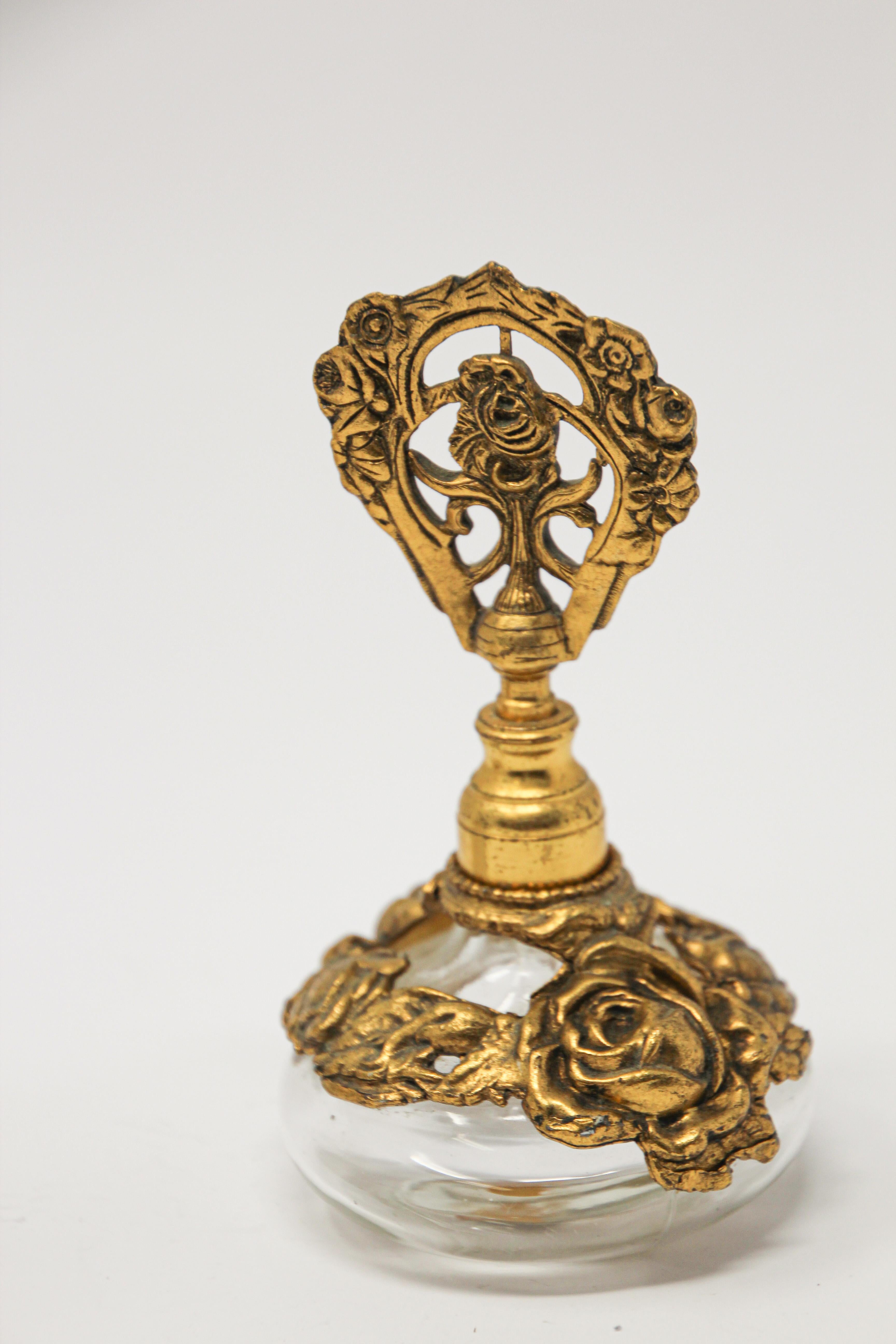 Vintage Filigree Ormolu 24-Karat Gold Matson Collectible Glass Perfume Bottles 5