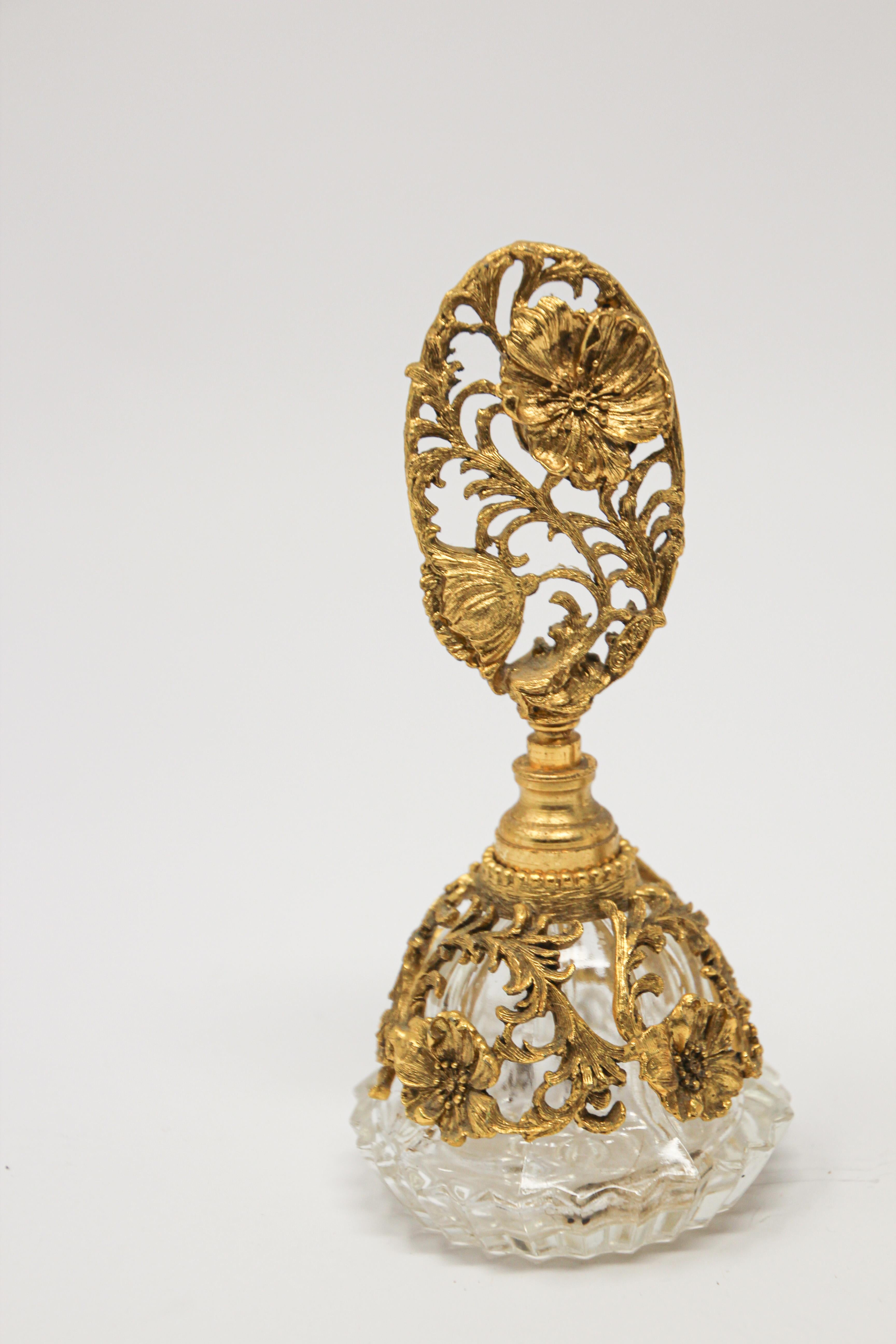 Vintage Filigree Ormolu 24-Karat Gold Matson Collectible Glass Perfume Bottles 7