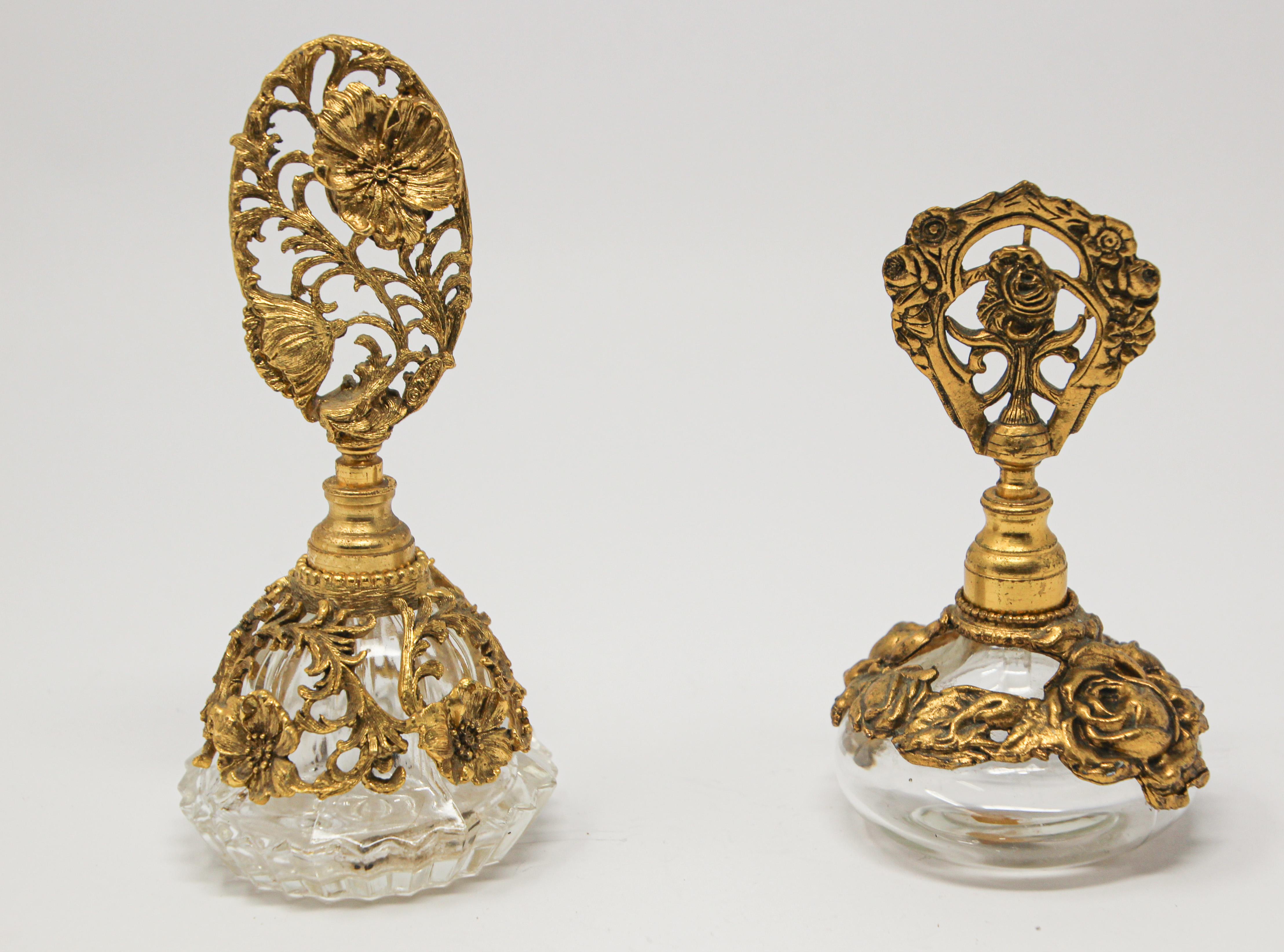 Vintage Filigree Ormolu 24-Karat Gold Matson Collectible Glass Perfume Bottles 8