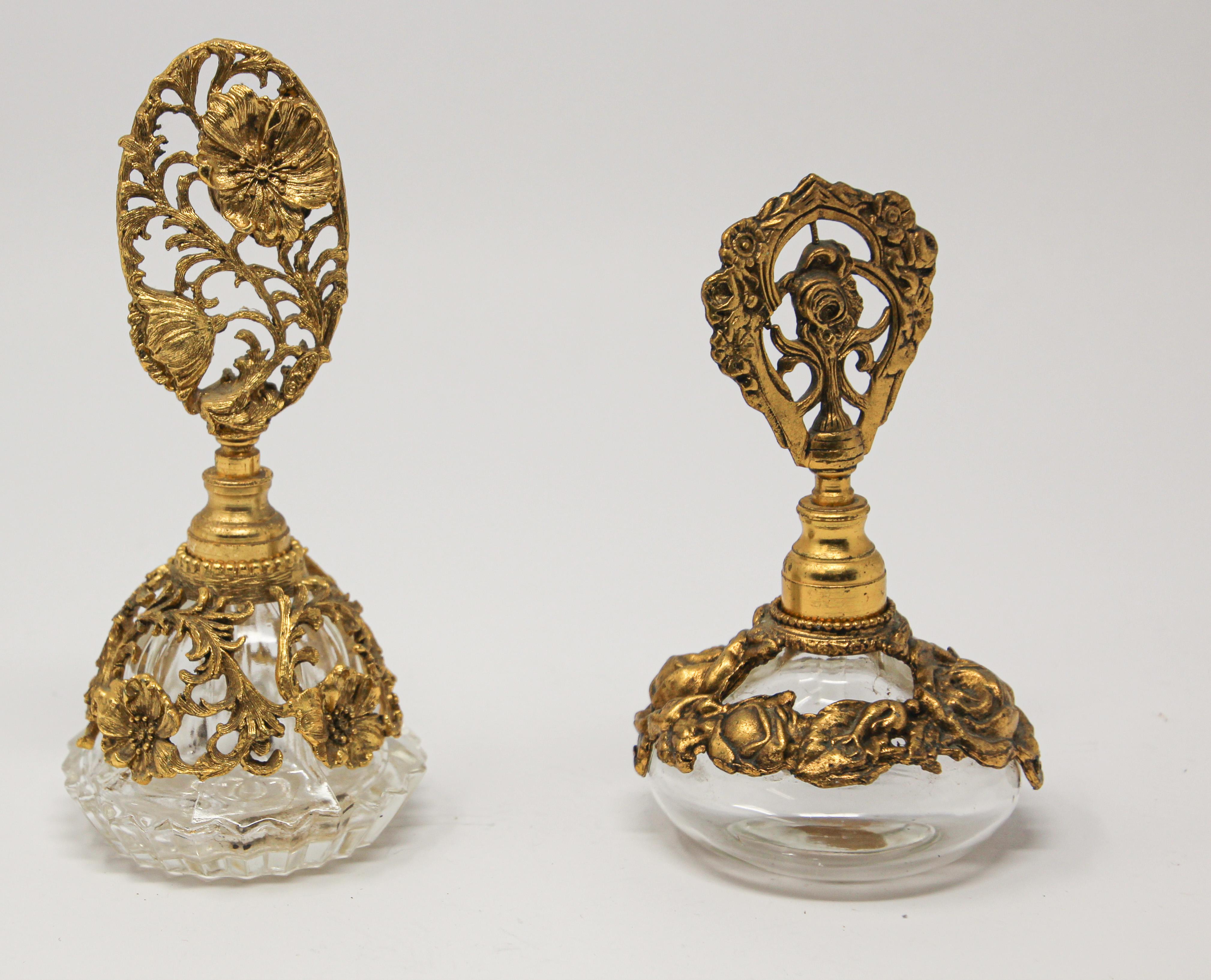 Vintage Filigree Ormolu 24-Karat Gold Matson Collectible Glass Perfume Bottles 9