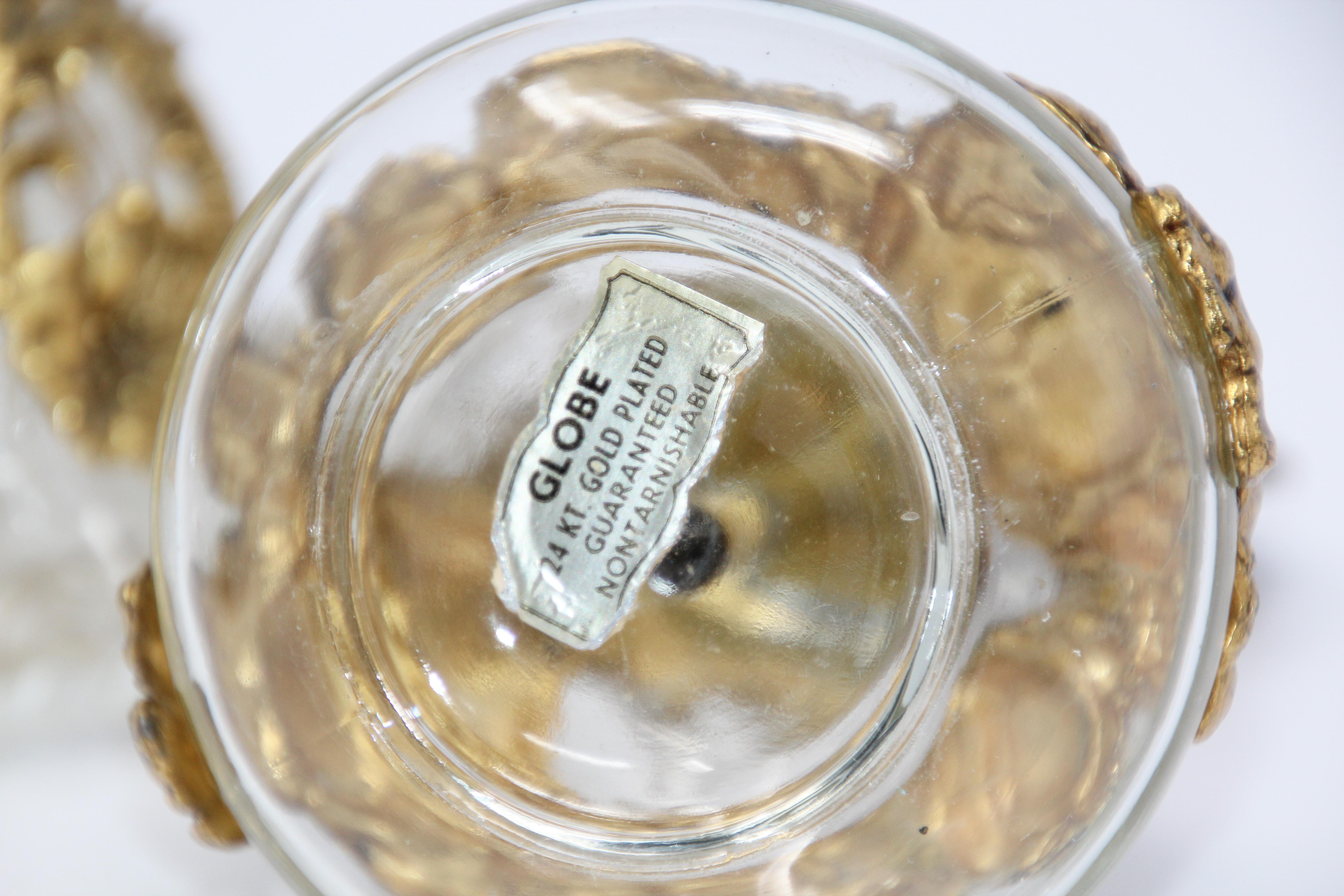 European Vintage Filigree Ormolu 24-Karat Gold Matson Collectible Glass Perfume Bottles