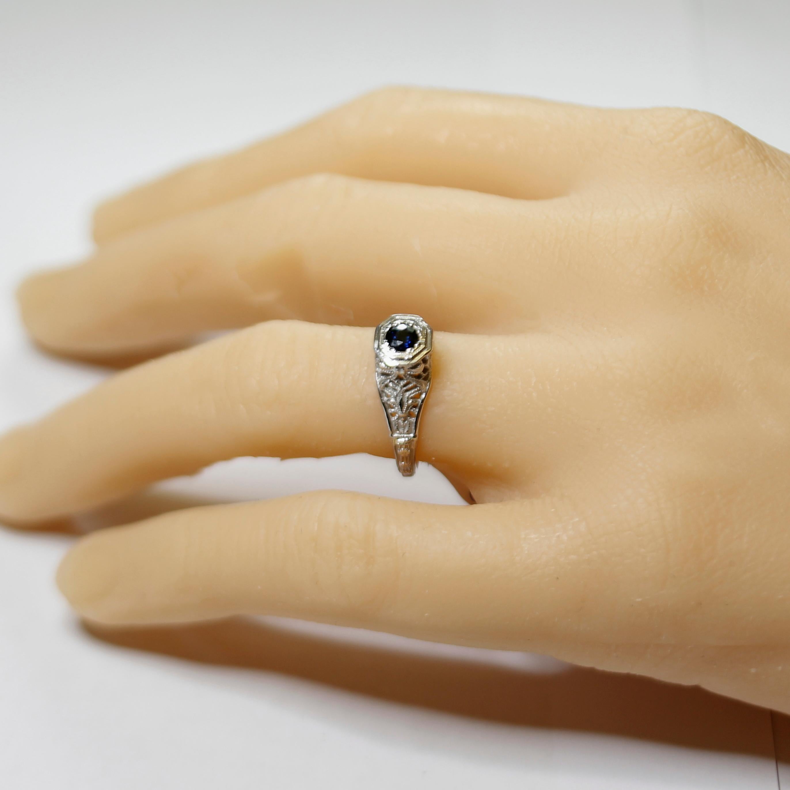 Vintage Filigree Sapphire Engagement Ring For Sale 10