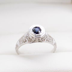 Vintage Filigree Sapphire Engagement Ring