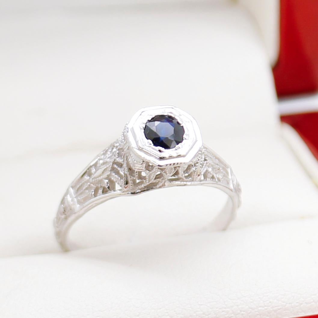 vintage filigree sapphire ring