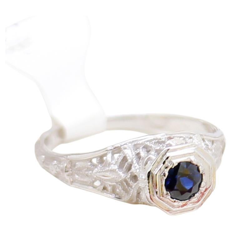 Vintage Filigree Sapphire Engagement Ring