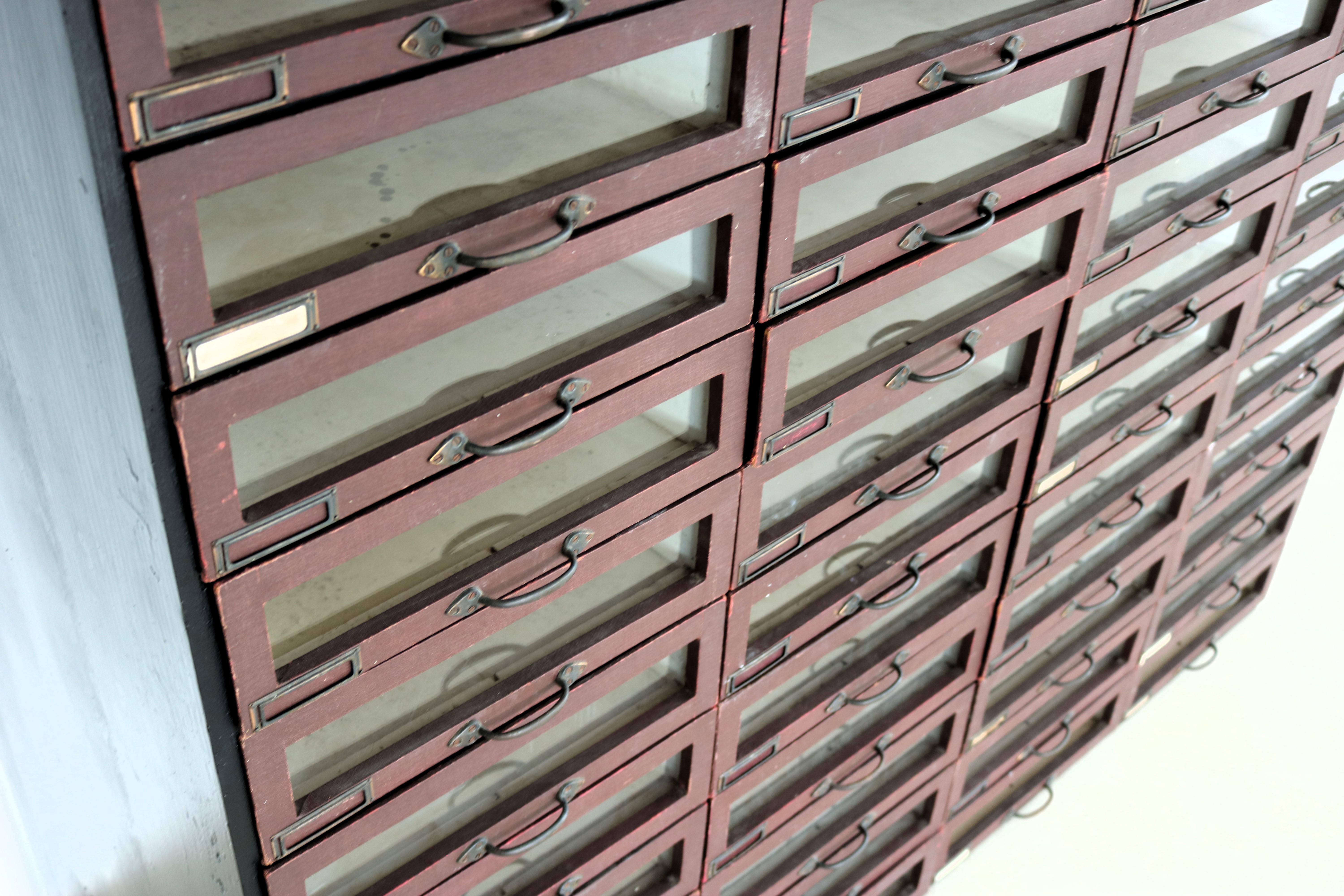 vintage filing cabinet  apothecary cabinet  chest of drawers  the 30's  In Fair Condition In GRONINGEN, NL