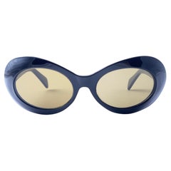 Vintage Filos Oval Black Frame 1960's Midcentury Sunglasses Made In Italy
