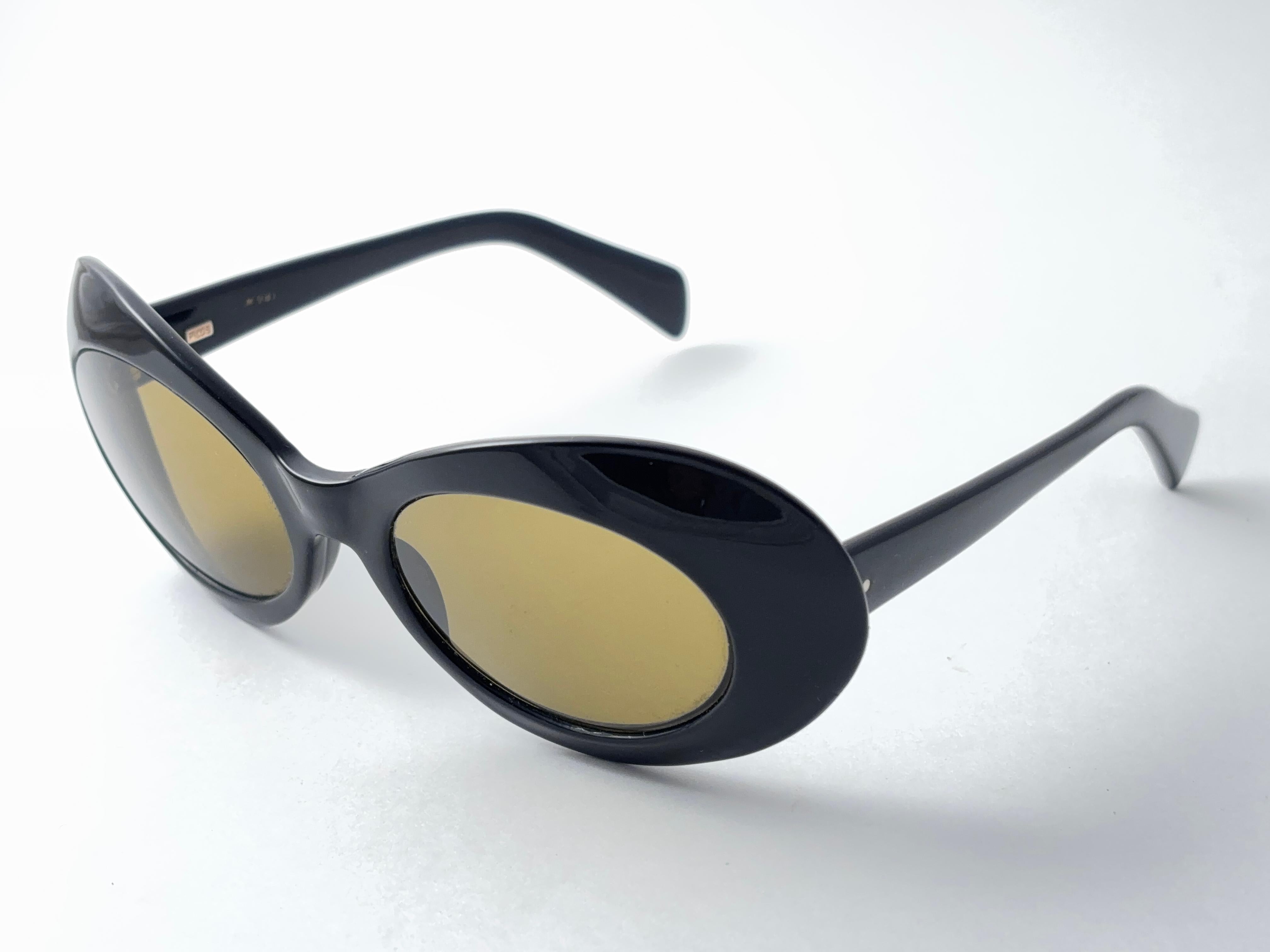 Vintage Filos Oval Black Frame 1960's Midcentury Sunglasses Made In Italy en vente 2