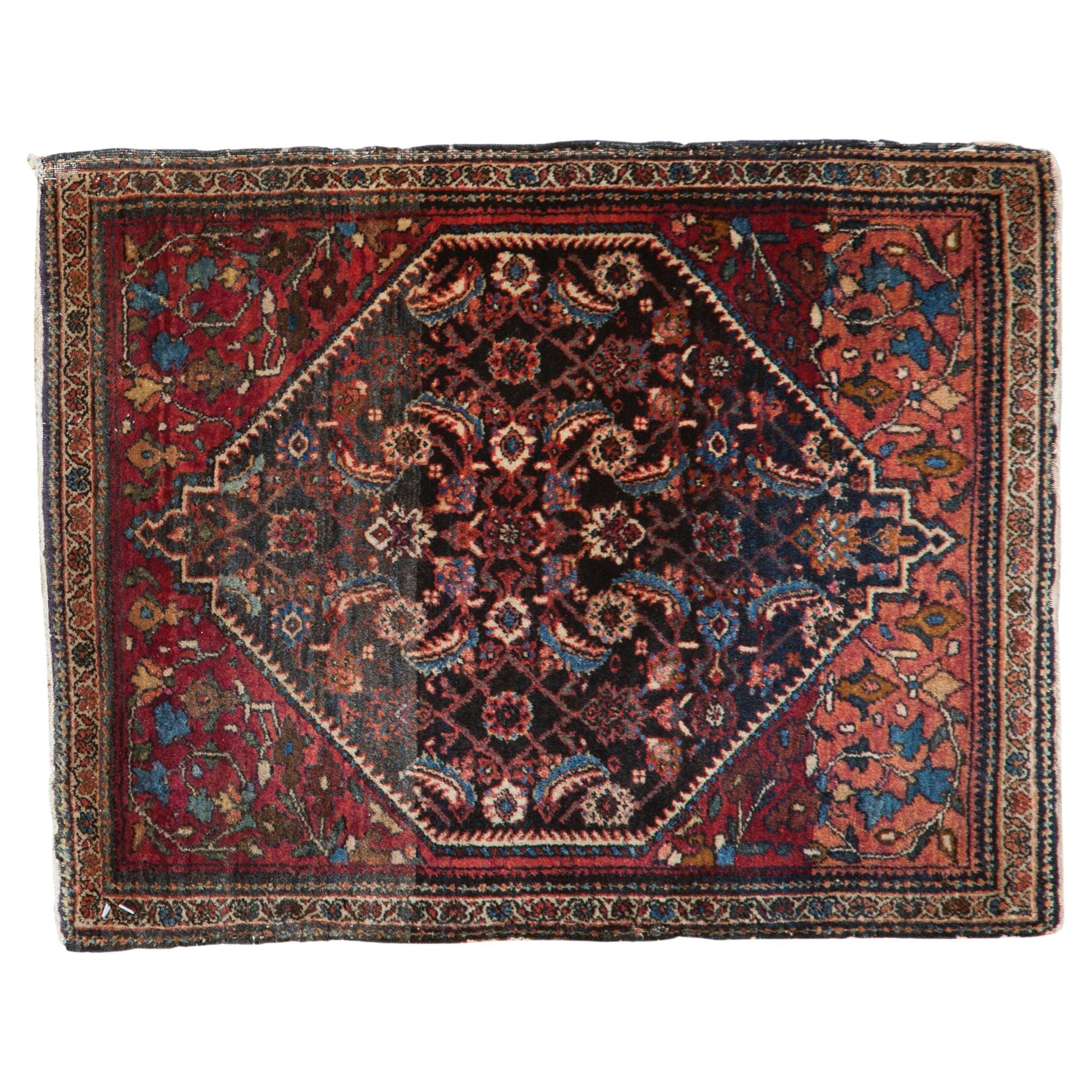 Vintage Fine Farahan Sarouk Square Rug Mat