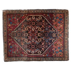 Vintage Fine Farahan Sarouk Square Rug Mat