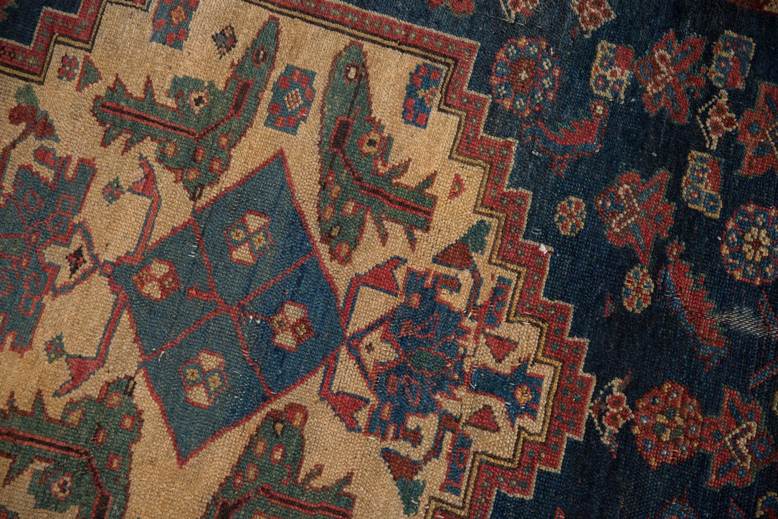 Hand-Knotted Vintage Fine Fragment Borchalou Square Rug For Sale
