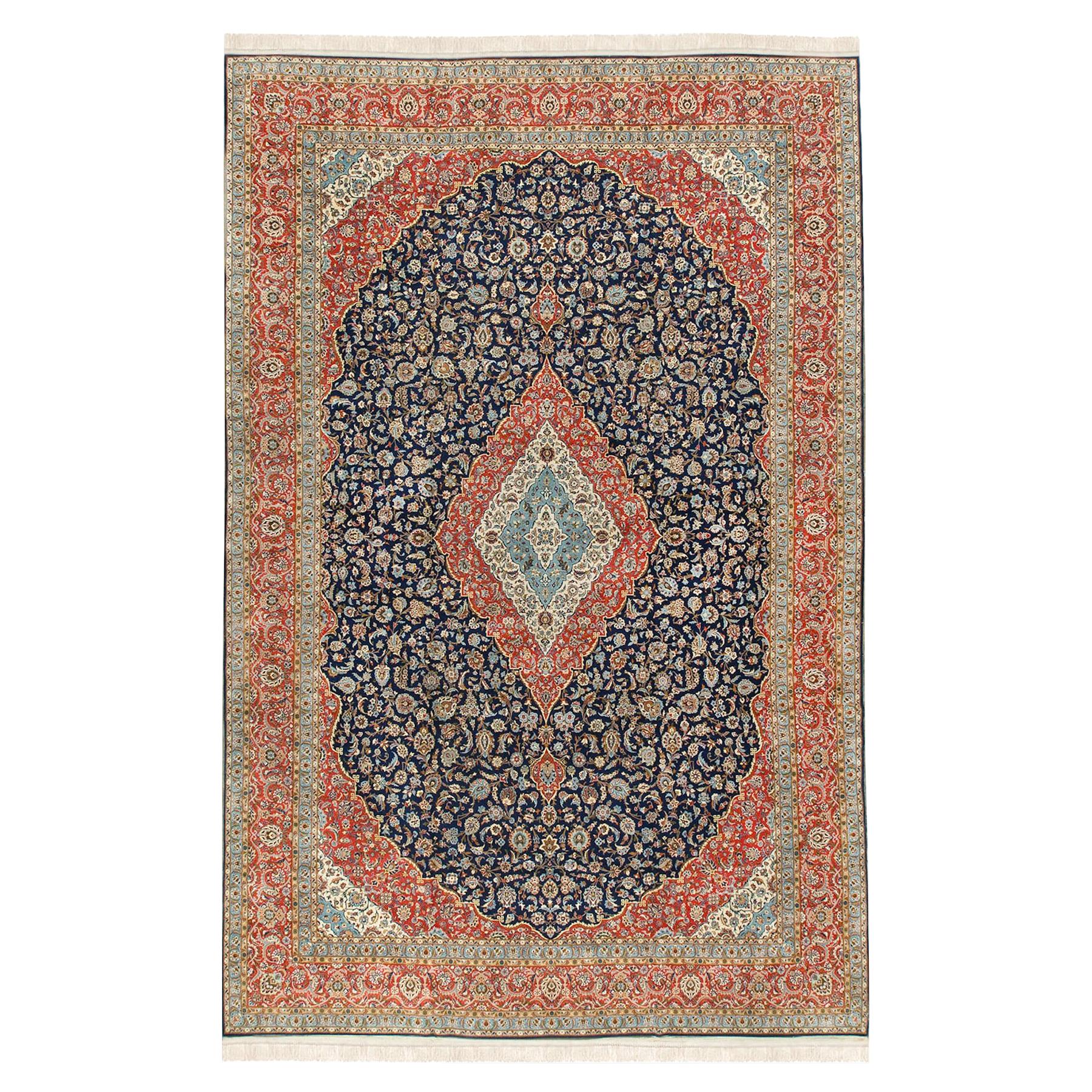 Tapis de Kashan persan surdimensionn vintage, vers 1940 13''2 x 19''8