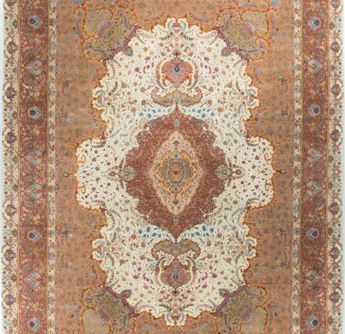 Late 20th Century Vintage Oversize Fine Persian Tabriz Rug, 12'9 x 20' For Sale