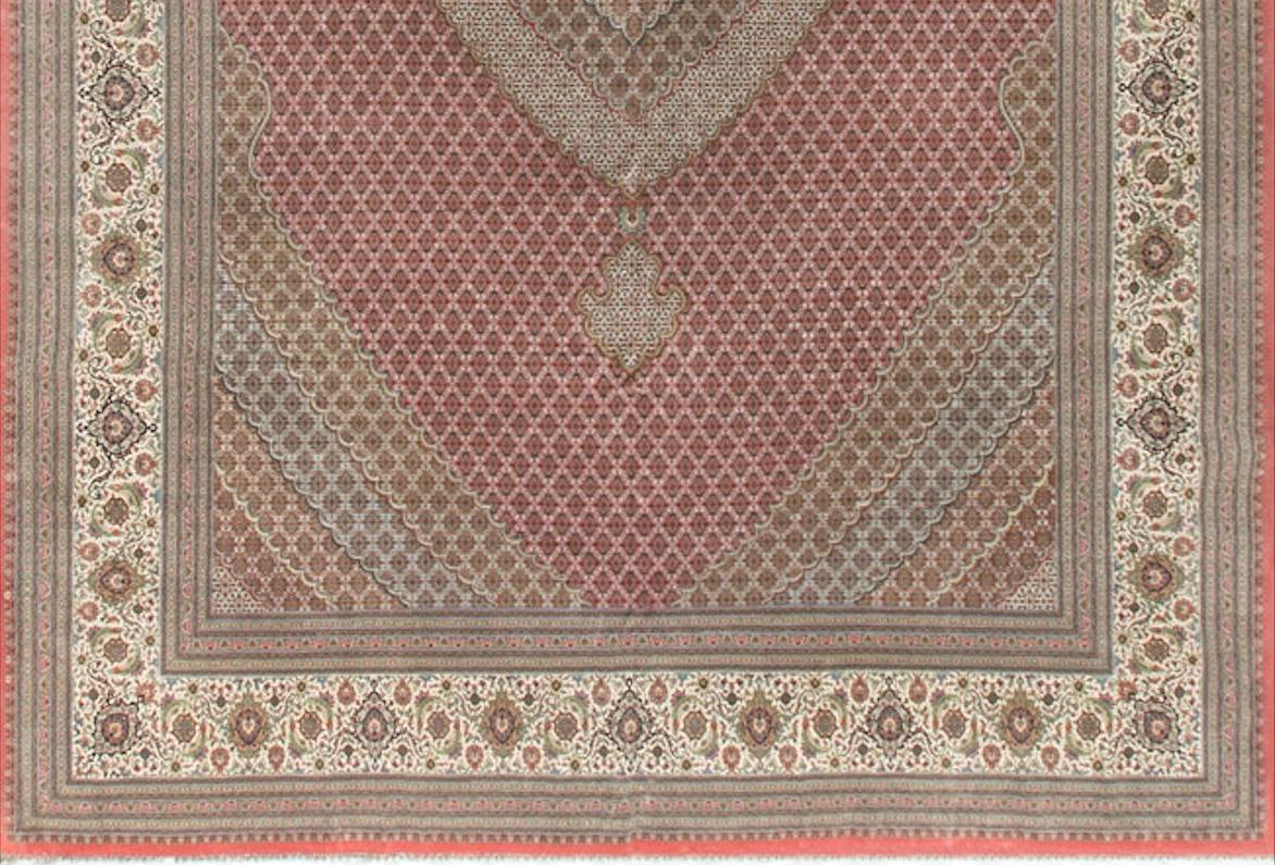 Mid-20th Century Vintage Fine Persian Tabriz Wool and Silk Rug, 12'9
