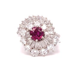 Vintage Fine Quality Ruby and Diamond Ballerina Ring Set in 18 Karat White Gold