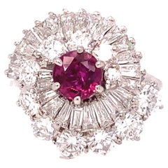 Vintage Fine Quality Ruby and Diamond Ballerina Ring Set in 18 Karat White Gold