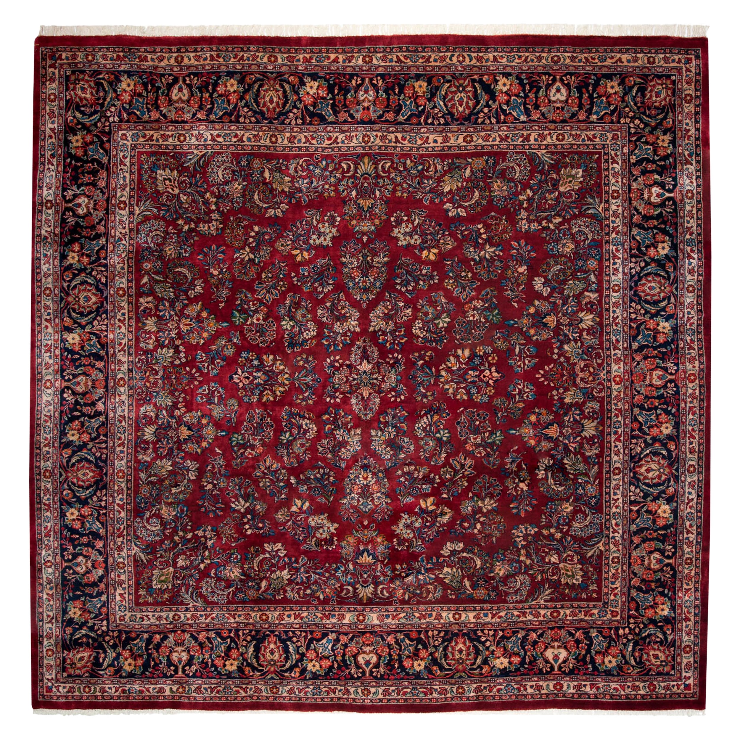 Tapis carré Sarouk raffiné en vente