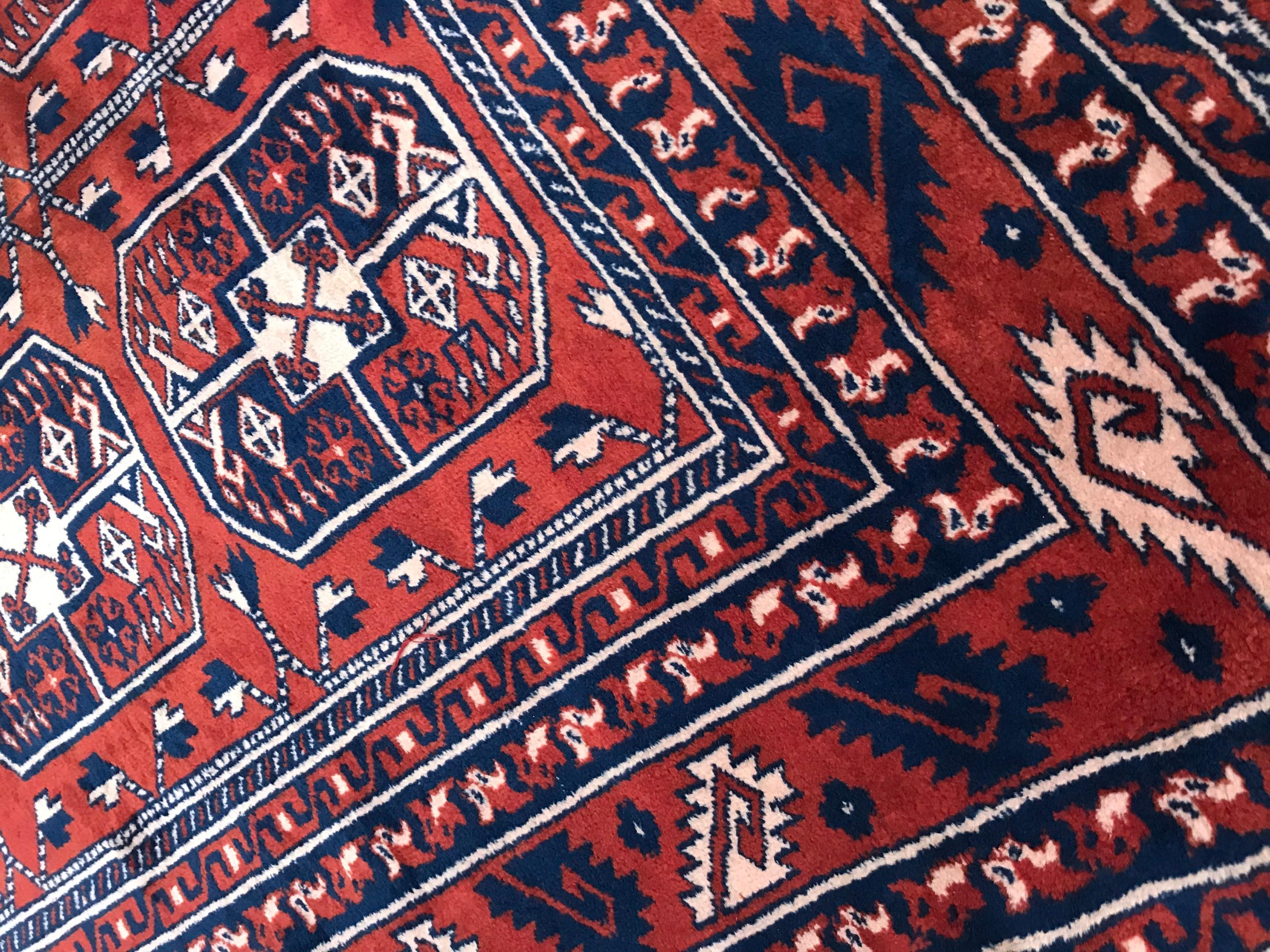 Vintage Fine Turkmen Afghan Boukhara Design Rug For Sale 3