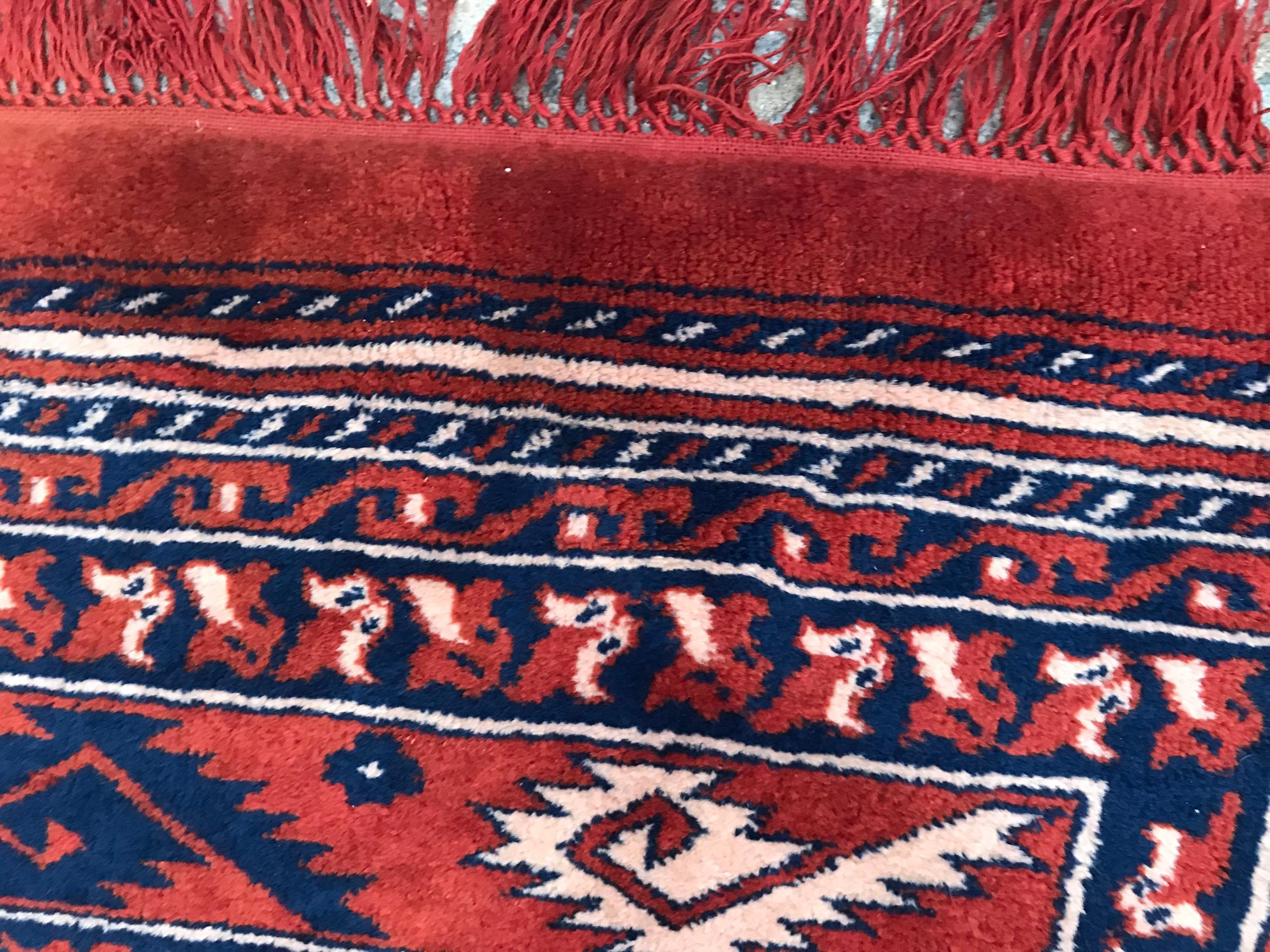 Vintage Fine Turkmen Afghan Boukhara Design Rug For Sale 6