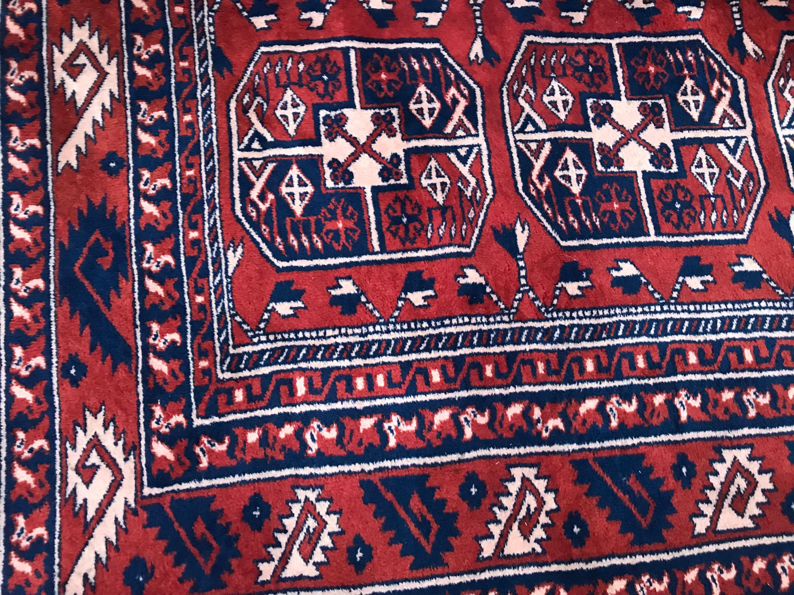 Vintage Fine Turkmen Afghan Boukhara Design Rug For Sale 7