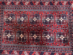 Tapis vintage Turkmen Afghan Boukhara Design