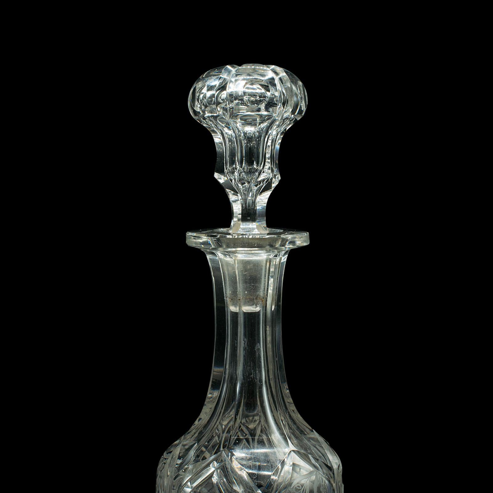 20th Century Vintage Fine Wine Decanter, English, Etched Glass, Spirit Vessel, Mid Century For Sale