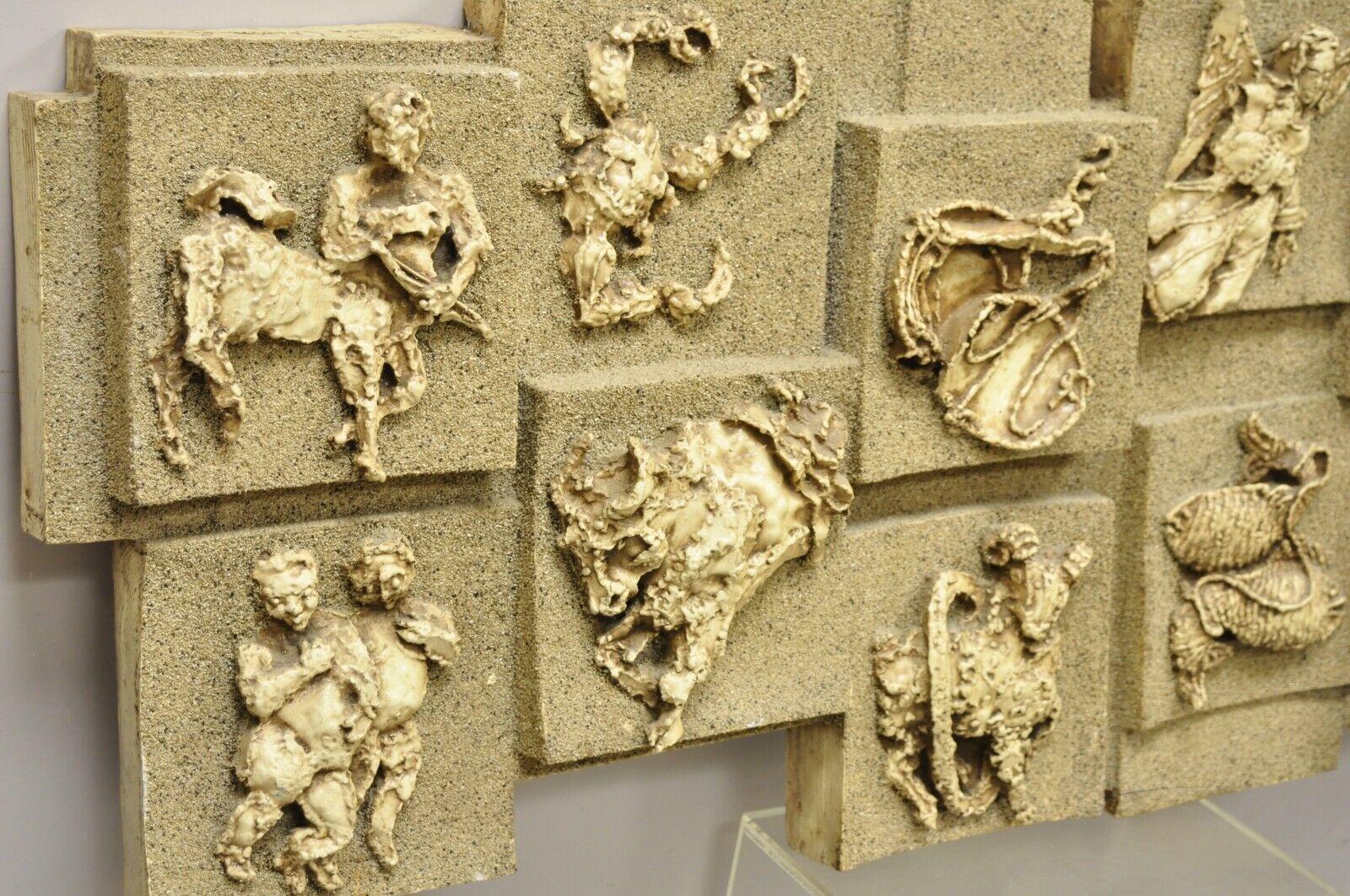 Vintage Finesse Originals 1970s Brutalist Figural Zodiac Wall Sculpture In Good Condition For Sale In Philadelphia, PA