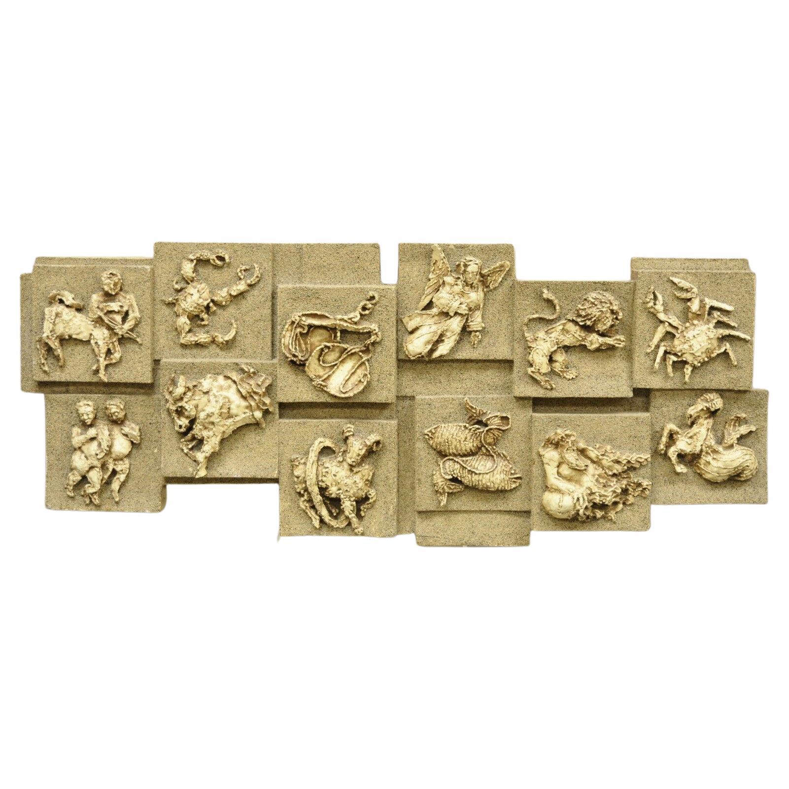 Vintage Finesse Originals 1970s Brutalist Figural Zodiac Wall Sculpture For Sale