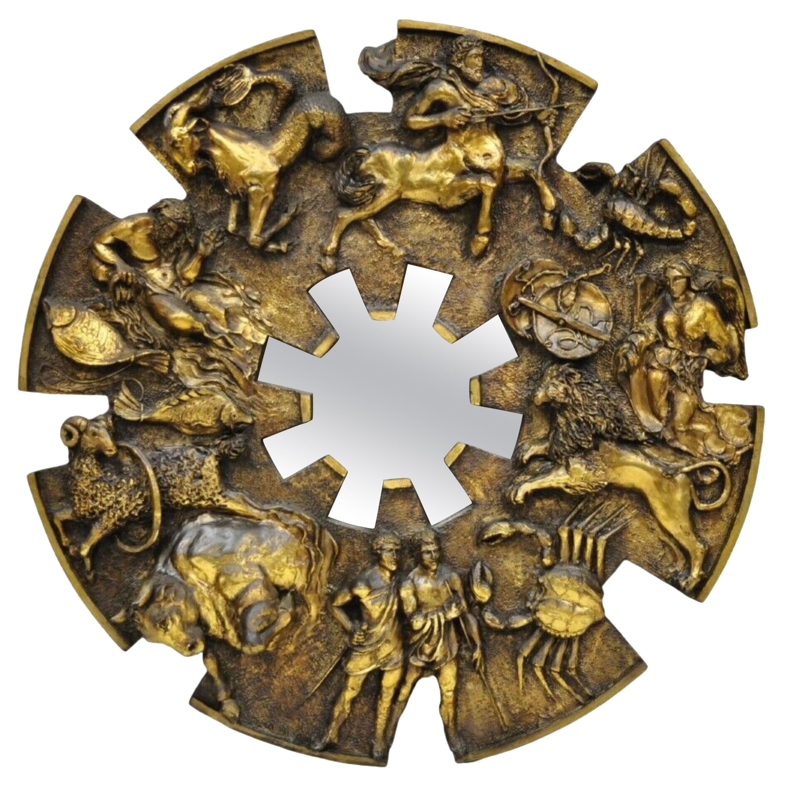 Specchio da parete vintage Finesse Originals 3D in fibra di vetro Zodiac Signs Mid Century
