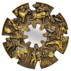 Specchio da parete vintage Finesse Originals 3D in fibra di vetro Zodiac Signs Mid Century