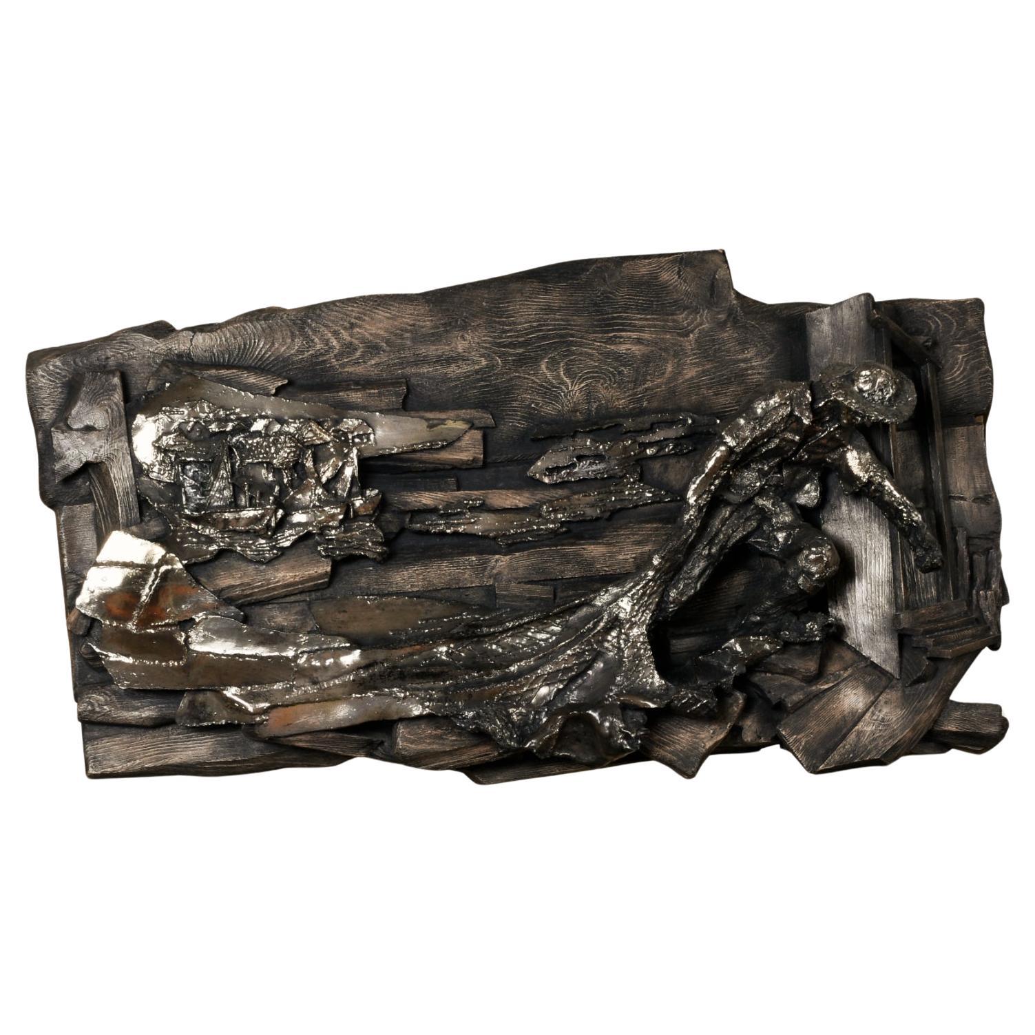 Finesse Originals Fiberglass Fisherman Scene Hanging Wall Sculpture