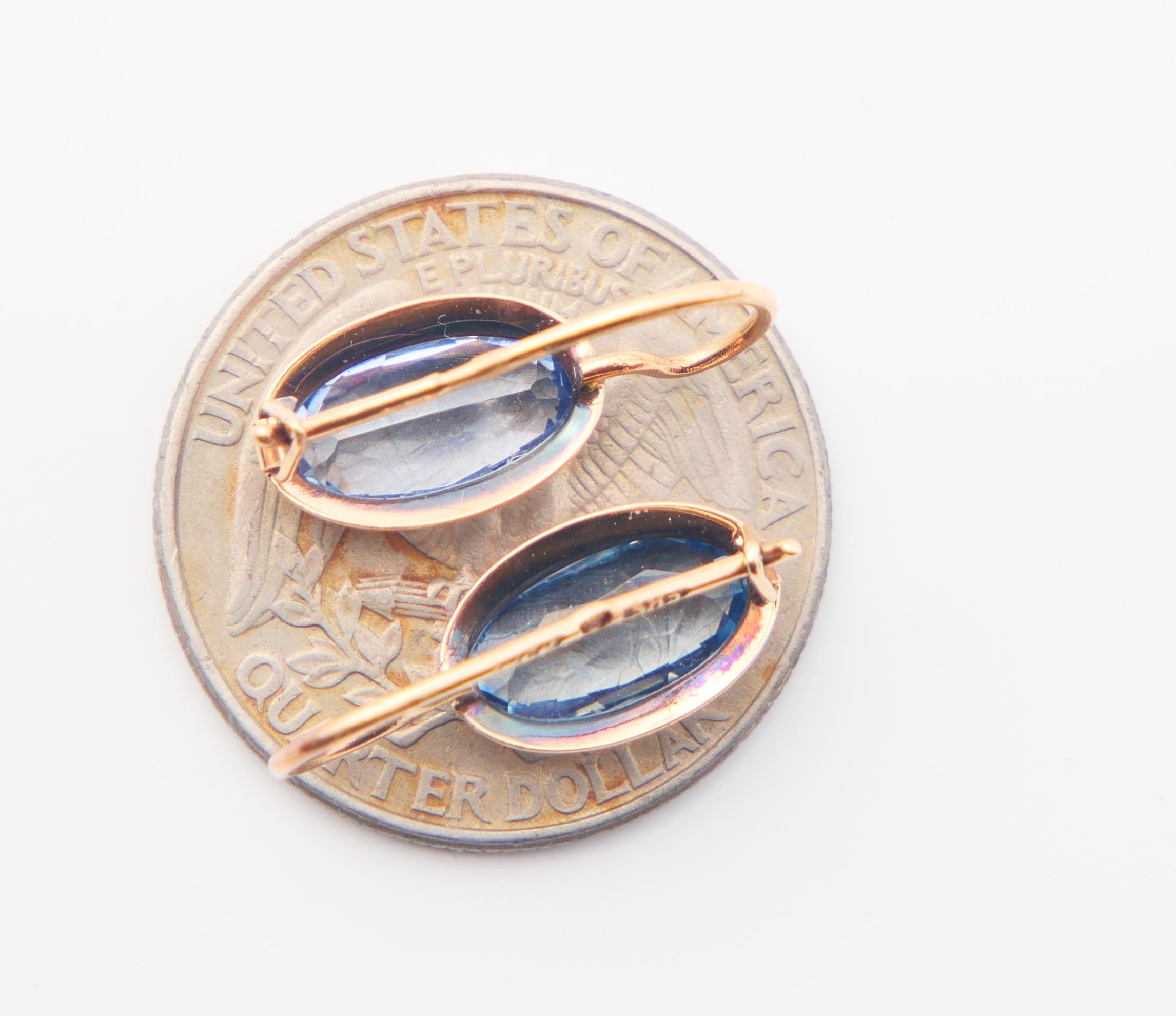 Pendientes Acabado Vintage Espinelas Azules macizas Oro Amarillo 14K / 2.22gr en venta 6