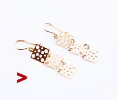 Vintage Finish Liisa Vitali Dangle Earrings solid 18K Yellow Gold / 2.4gr