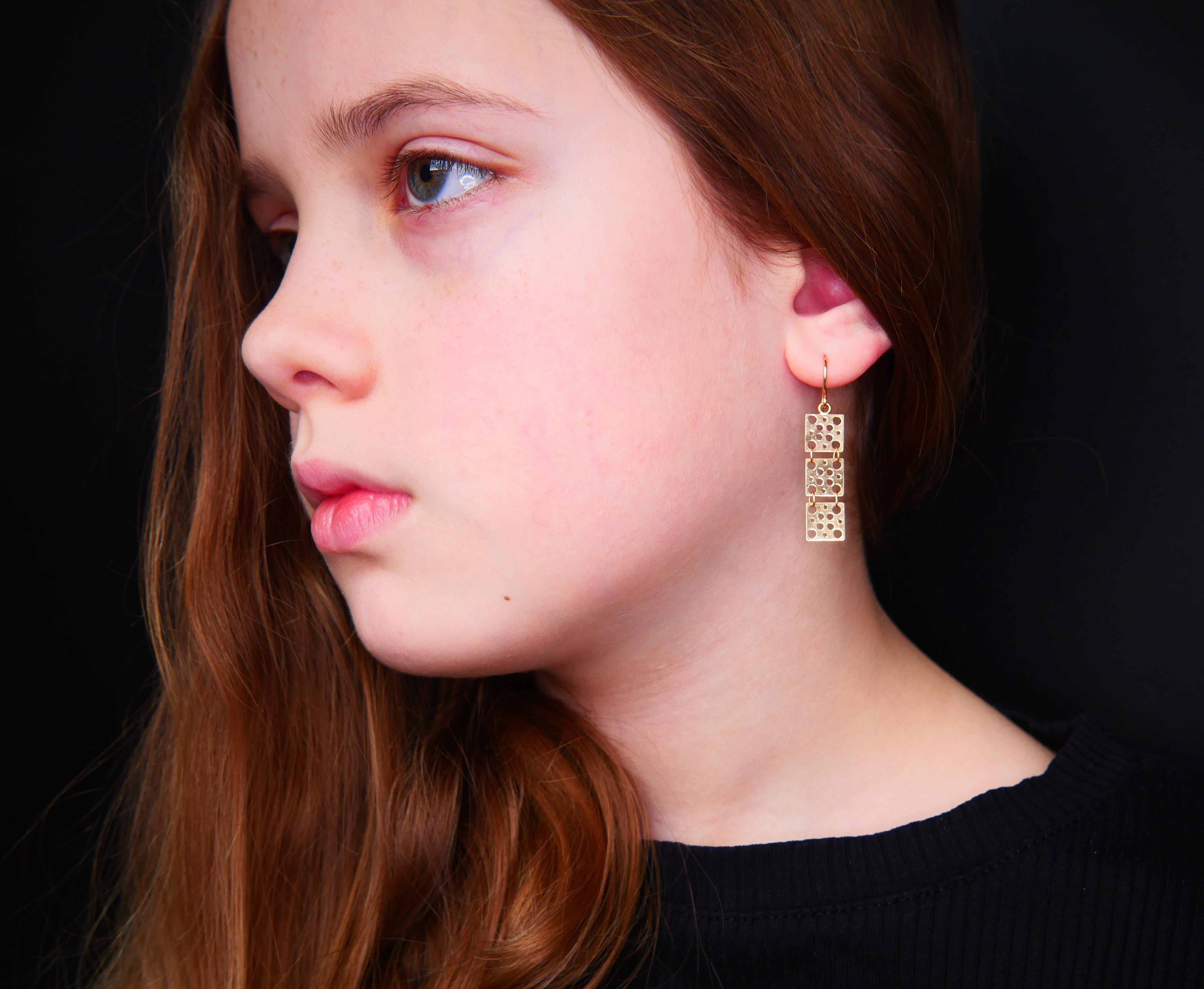 Vintage Finish Liisa Vitali Ohrringe massiv 18K Gelbgold / 2.4gr im Angebot 2