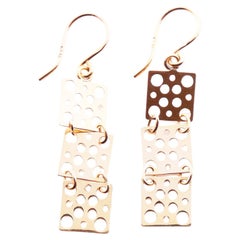 Vintage Finish Liisa Vitali Dangle Earrings solid 18K Yellow Gold / 2.4gr