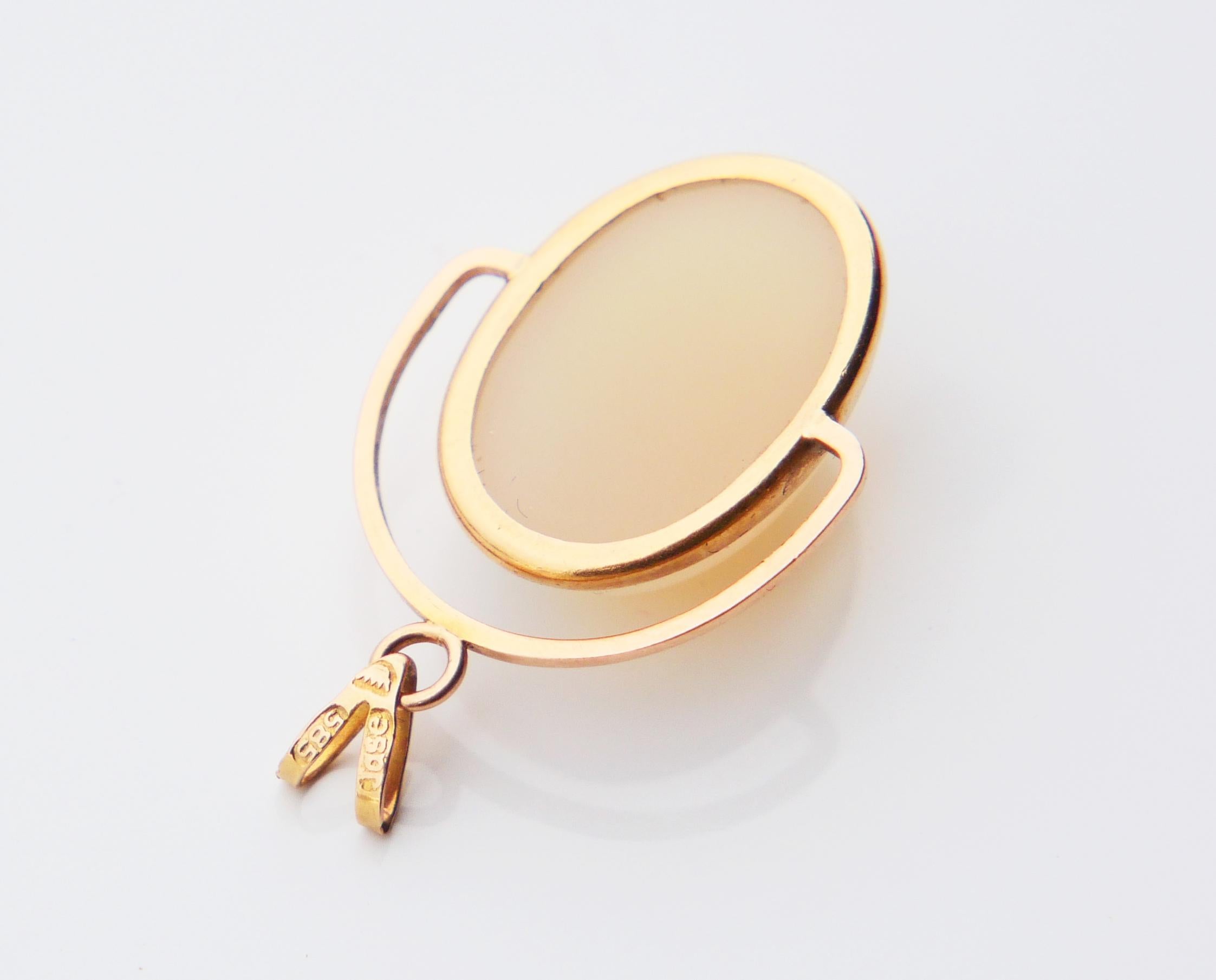 Vintage Finish Pendant Moonstone solid 14K Gold / 3.3gr. For Sale 1
