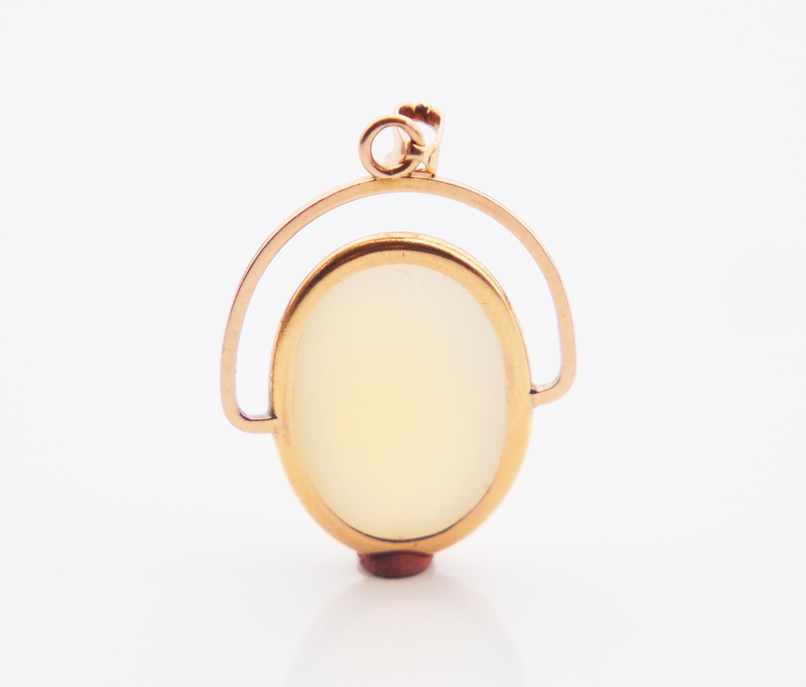 Vintage Finish Pendant Moonstone solid 14K Gold / 3.3gr. For Sale 3