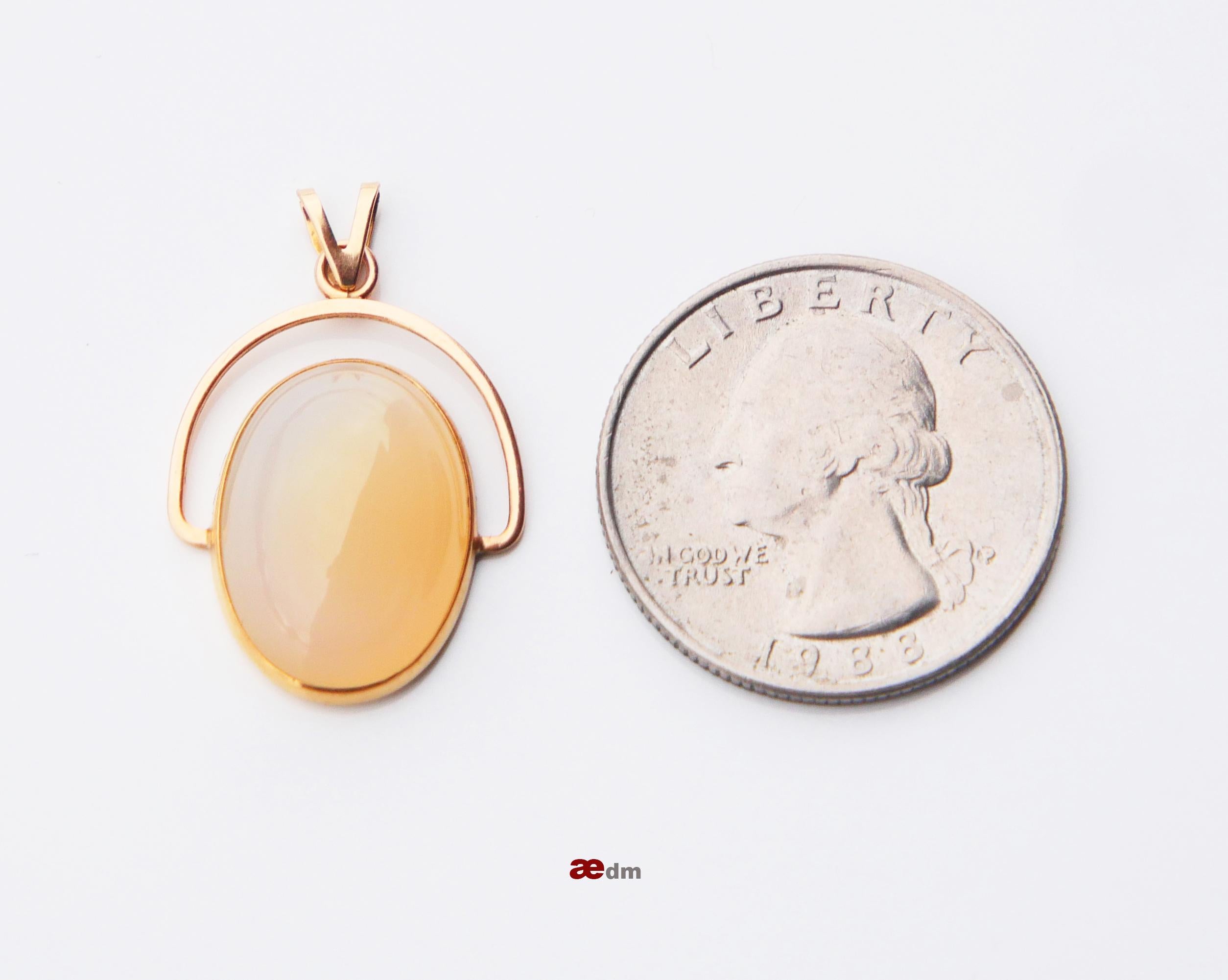 Vintage Finish Pendant Moonstone solid 14K Gold / 3.3gr. For Sale 4