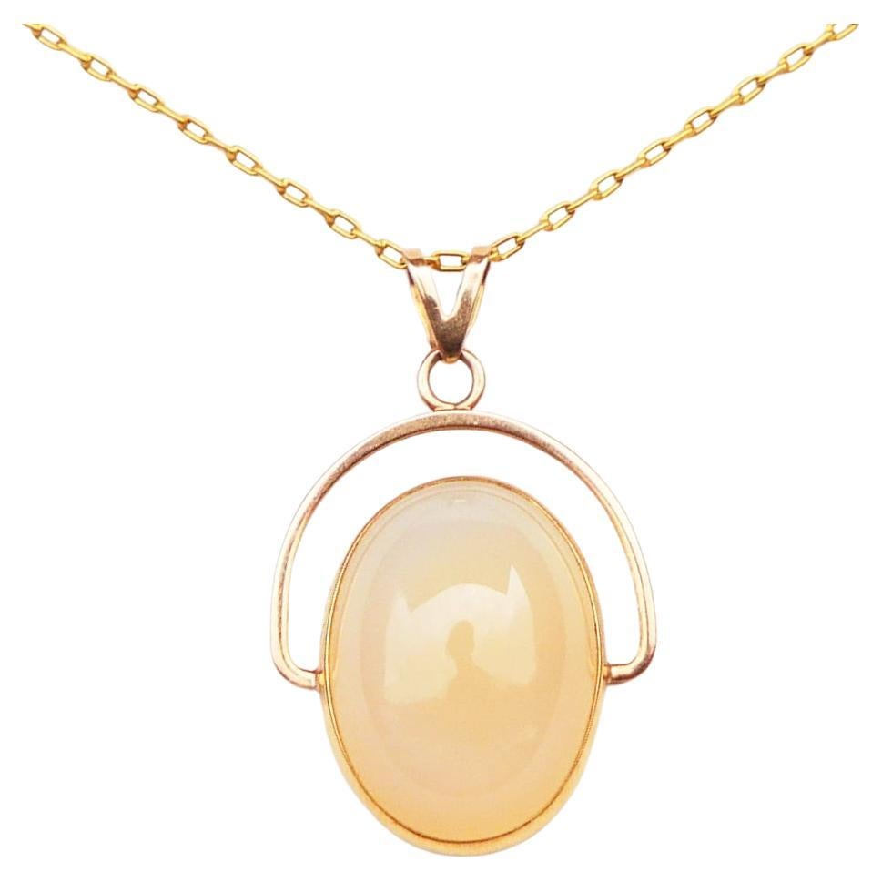 Vintage Finish Pendant Moonstone solid 14K Gold / 3.3gr.