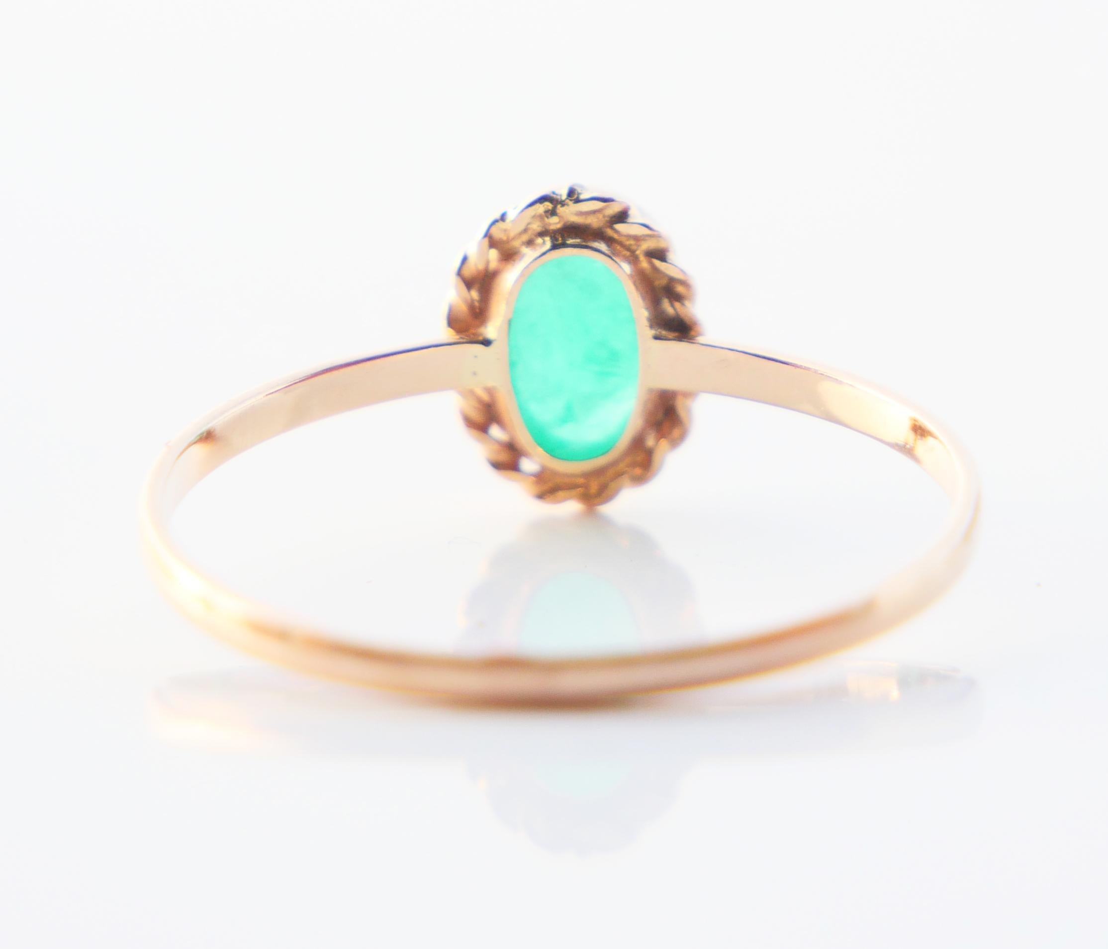 Vintage Finish Ring natürlich 1ct. Smaragd massiv 14K Gelbgold ØUS7.5 / 1 gr im Angebot 2