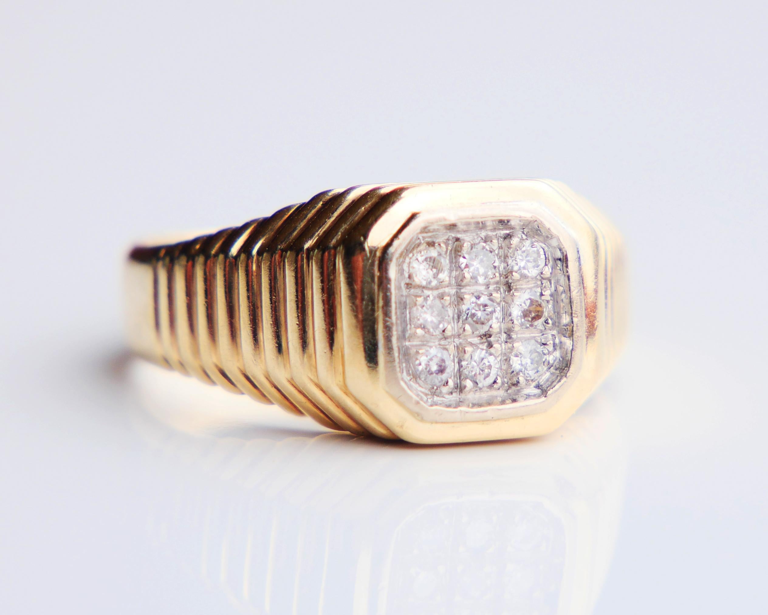 Anillo Unisex Acabado Vintage Diamantes macizo Oro 14K ØUS 6.25 /4.4gr 5