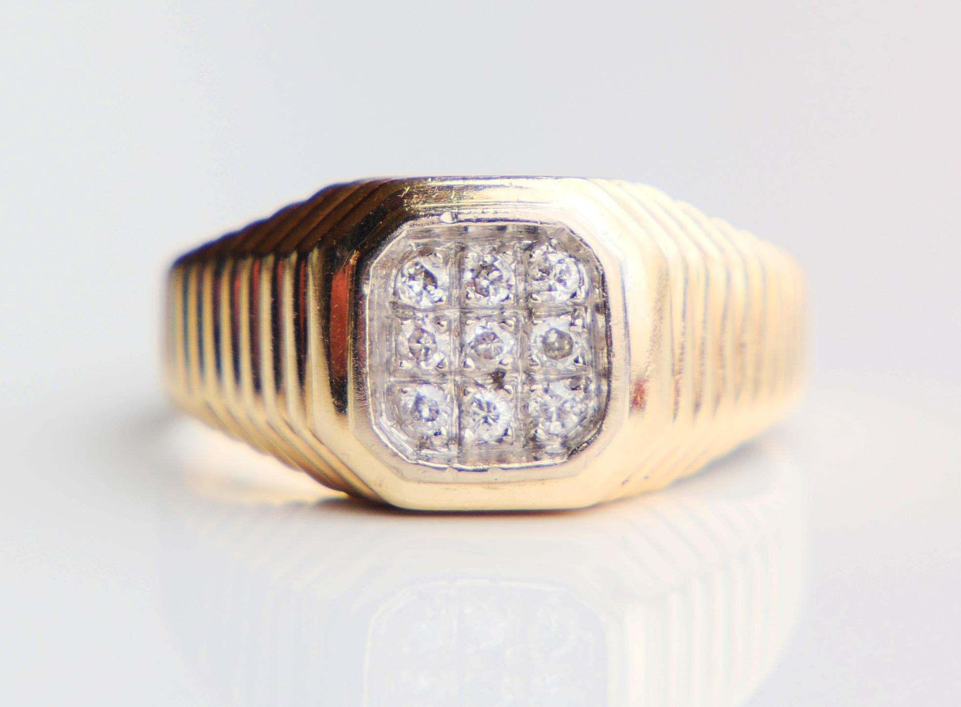 Anillo Unisex Acabado Vintage Diamantes macizo Oro 14K ØUS 6.25 /4.4gr 6