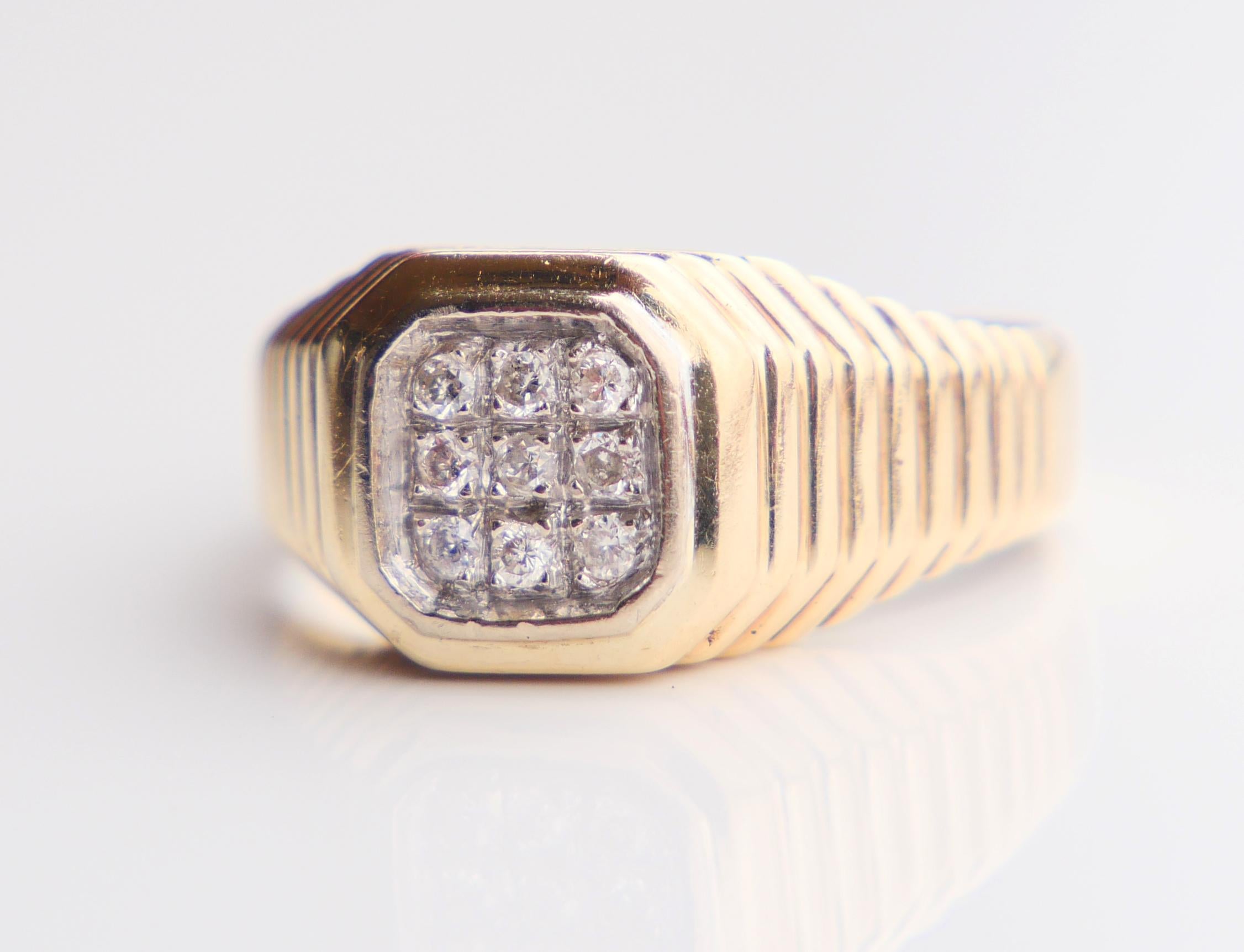 Anillo Unisex Acabado Vintage Diamantes macizo Oro 14K ØUS 6.25 /4.4gr 8