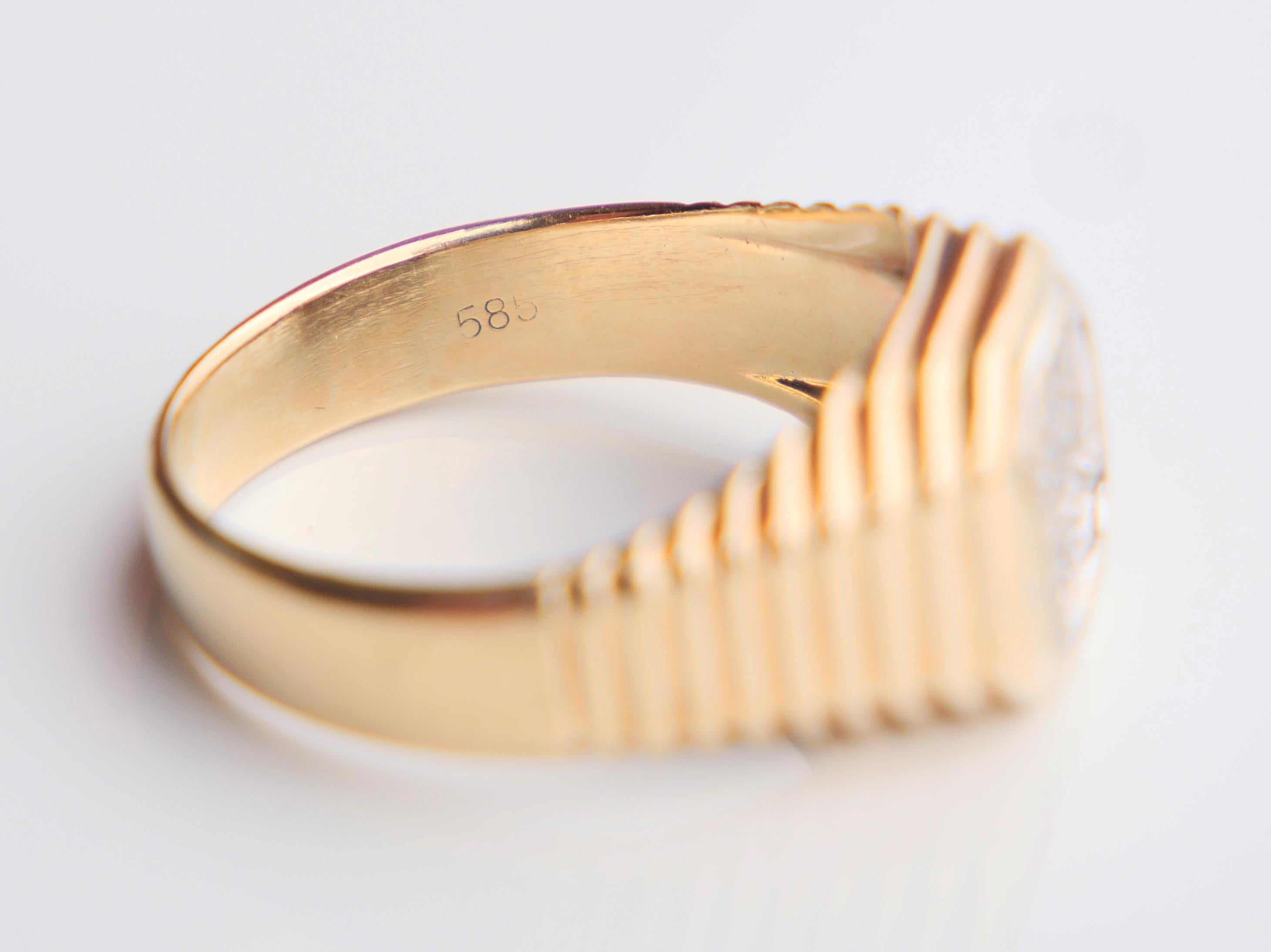 Anillo Unisex Acabado Vintage Diamantes macizo Oro 14K ØUS 6.25 /4.4gr 10