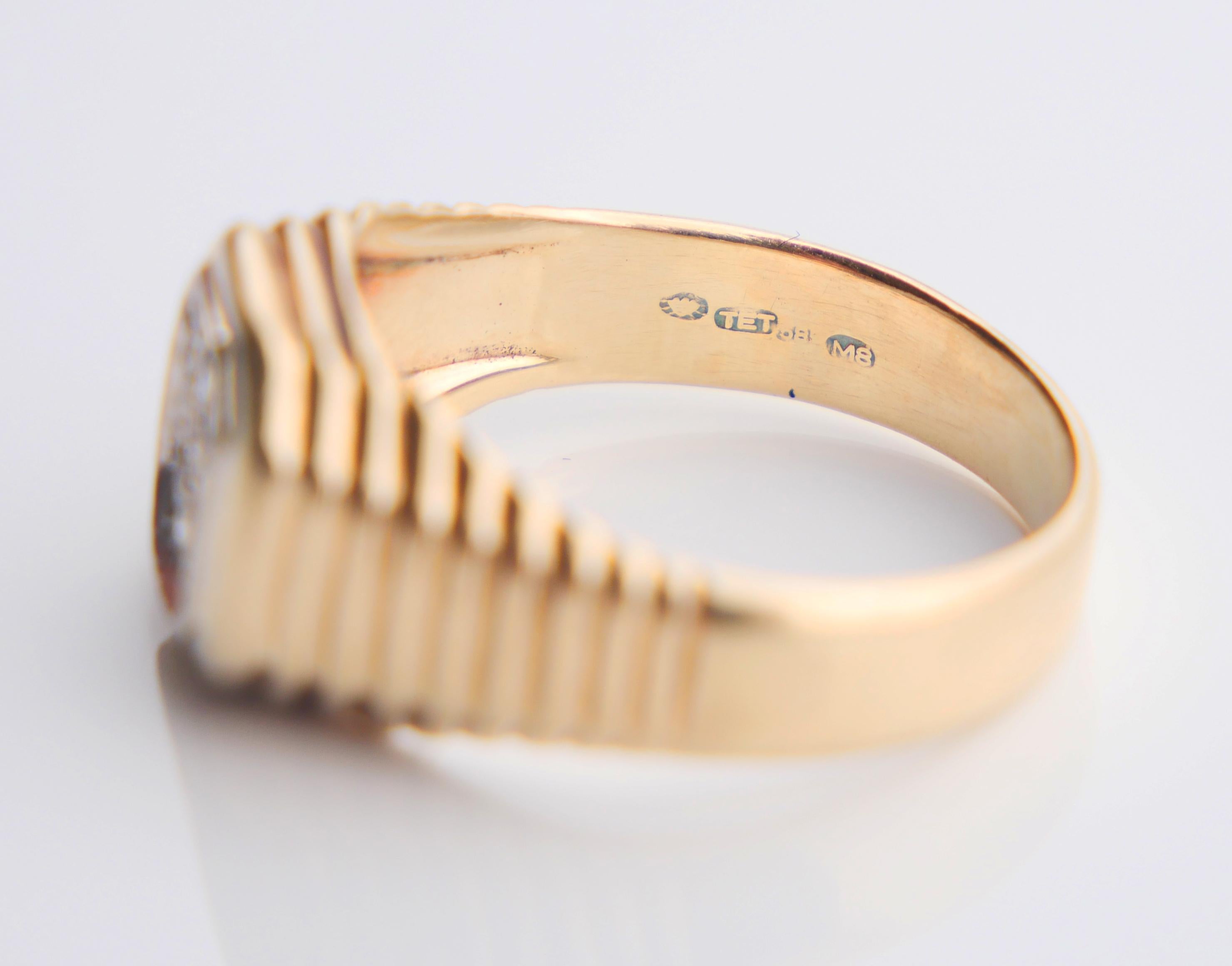 Anillo Unisex Acabado Vintage Diamantes macizo Oro 14K ØUS 6.25 /4.4gr 11