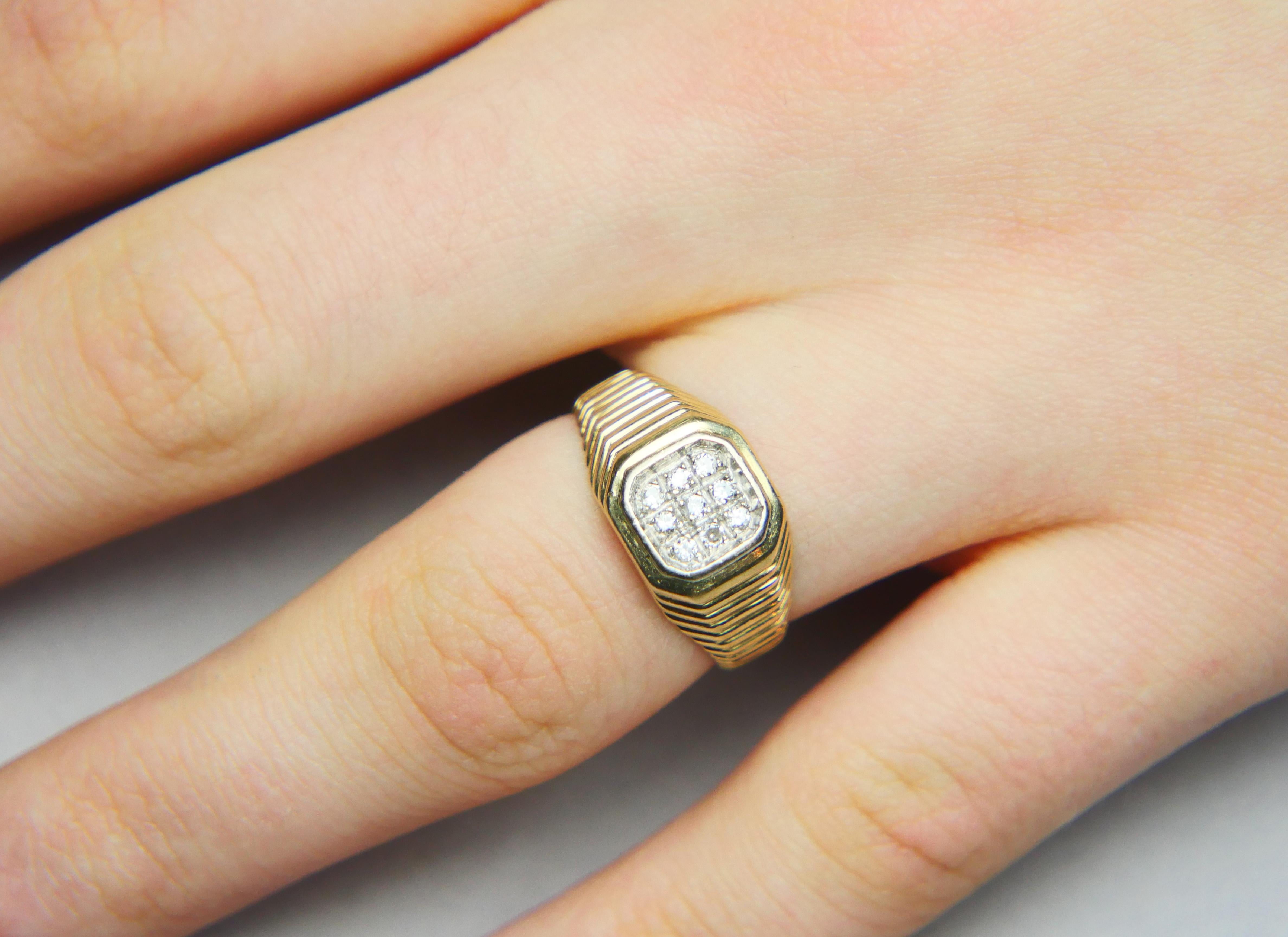 Anillo Unisex Acabado Vintage Diamantes macizo Oro 14K ØUS 6.25 /4.4gr 2