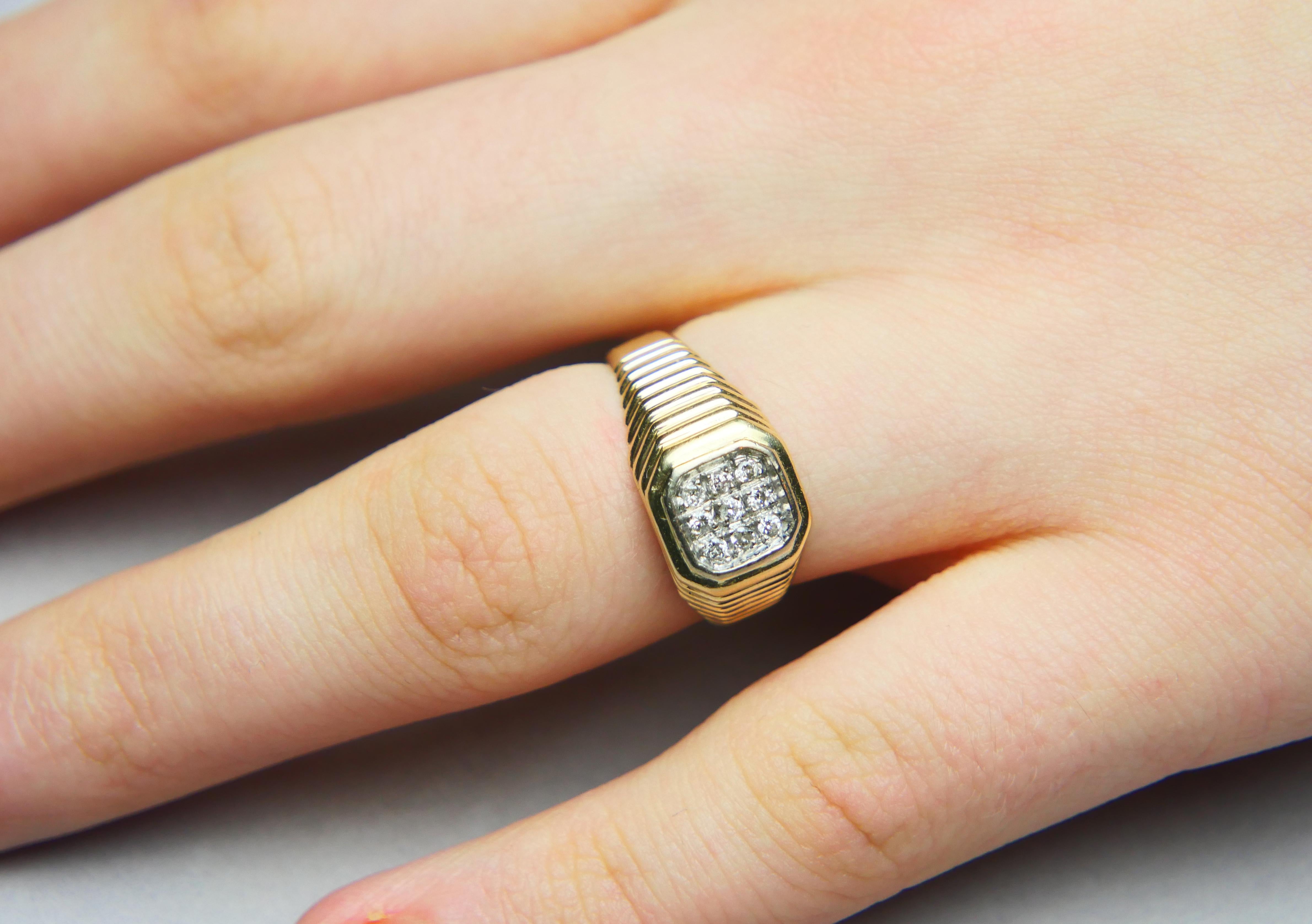 Anillo Unisex Acabado Vintage Diamantes macizo Oro 14K ØUS 6.25 /4.4gr 3