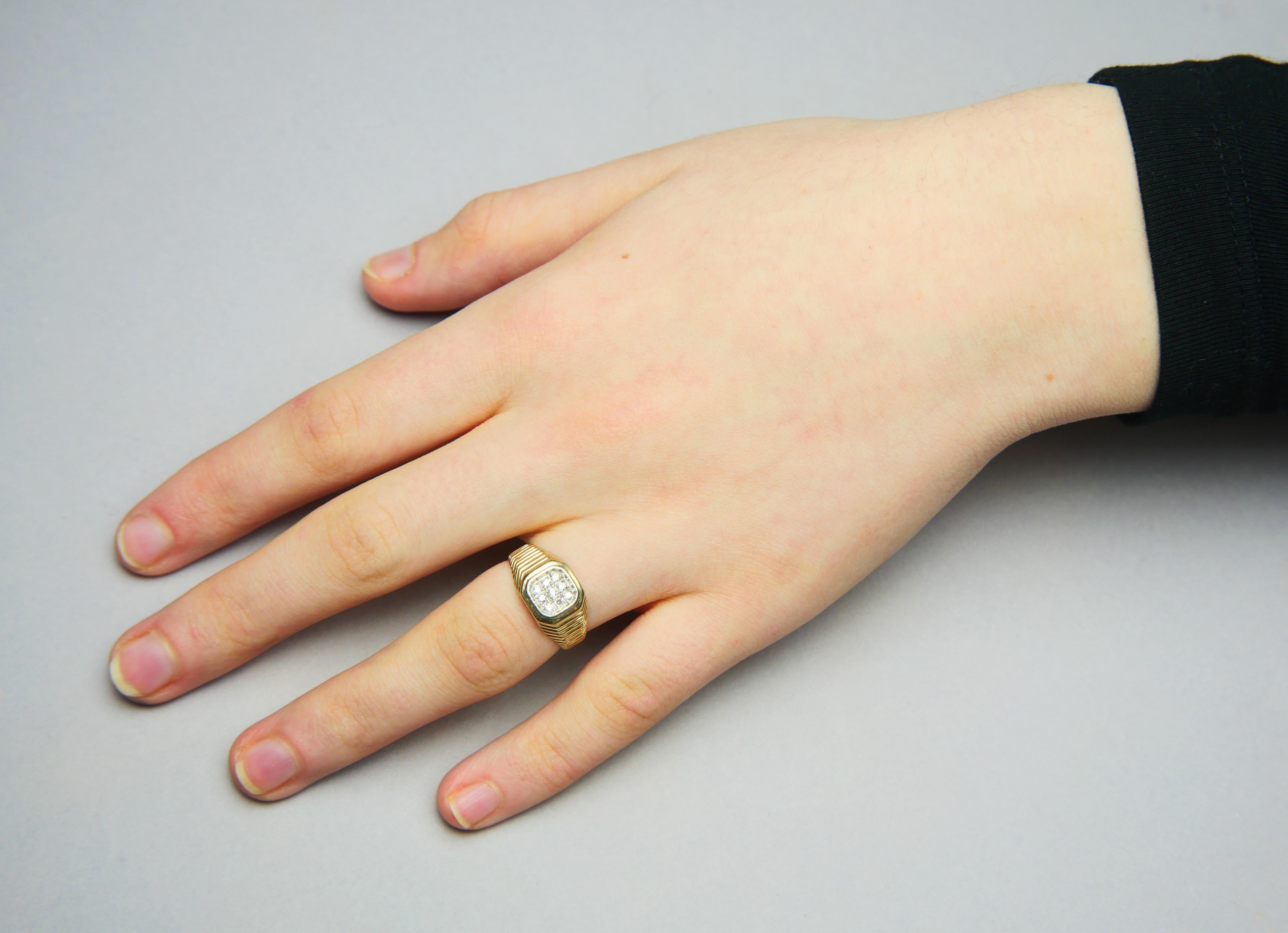 Anillo Unisex Acabado Vintage Diamantes macizo Oro 14K ØUS 6.25 /4.4gr 4
